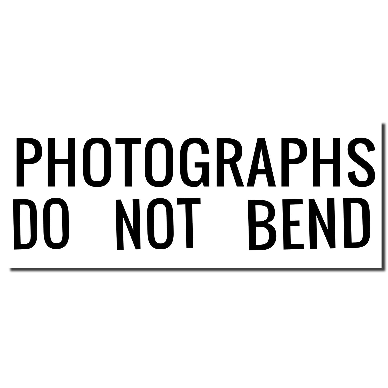 PHOTOGRAPHS DO NOT BEND shipping warning label for protecting photos, artwork, and printed documents.
