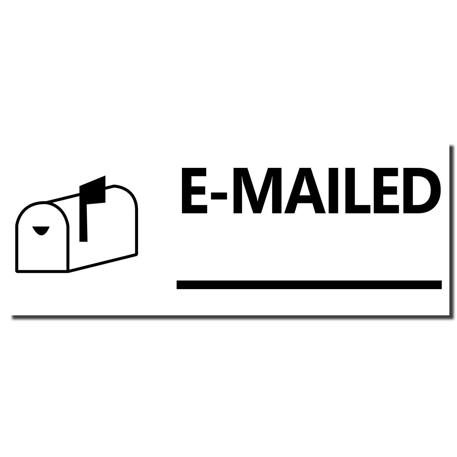 Black mailbox icon with bold E-MAILED text, representing email delivery or electronic mailing status.