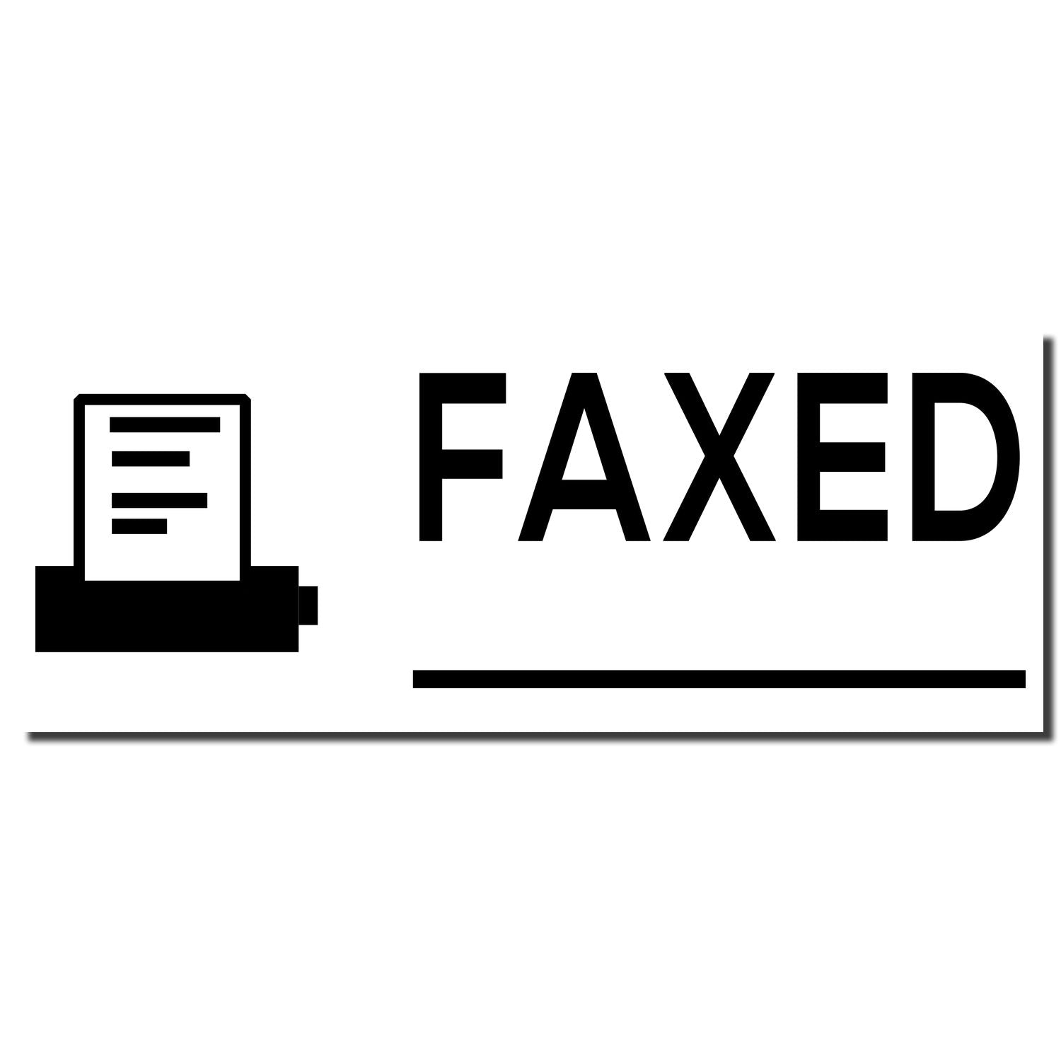 Faxed document icon with checklist and word FAXED, indicating a sent fax confirmation label.