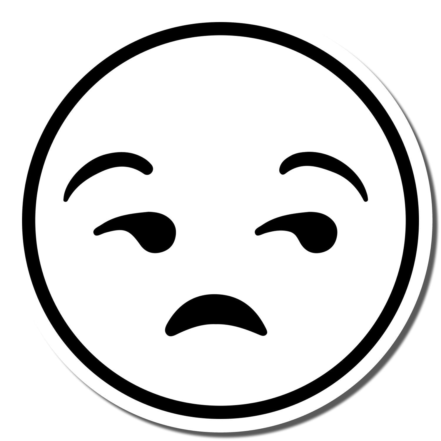 Sad face emoji icon with black outline on white background, expressing disappointment or concern.