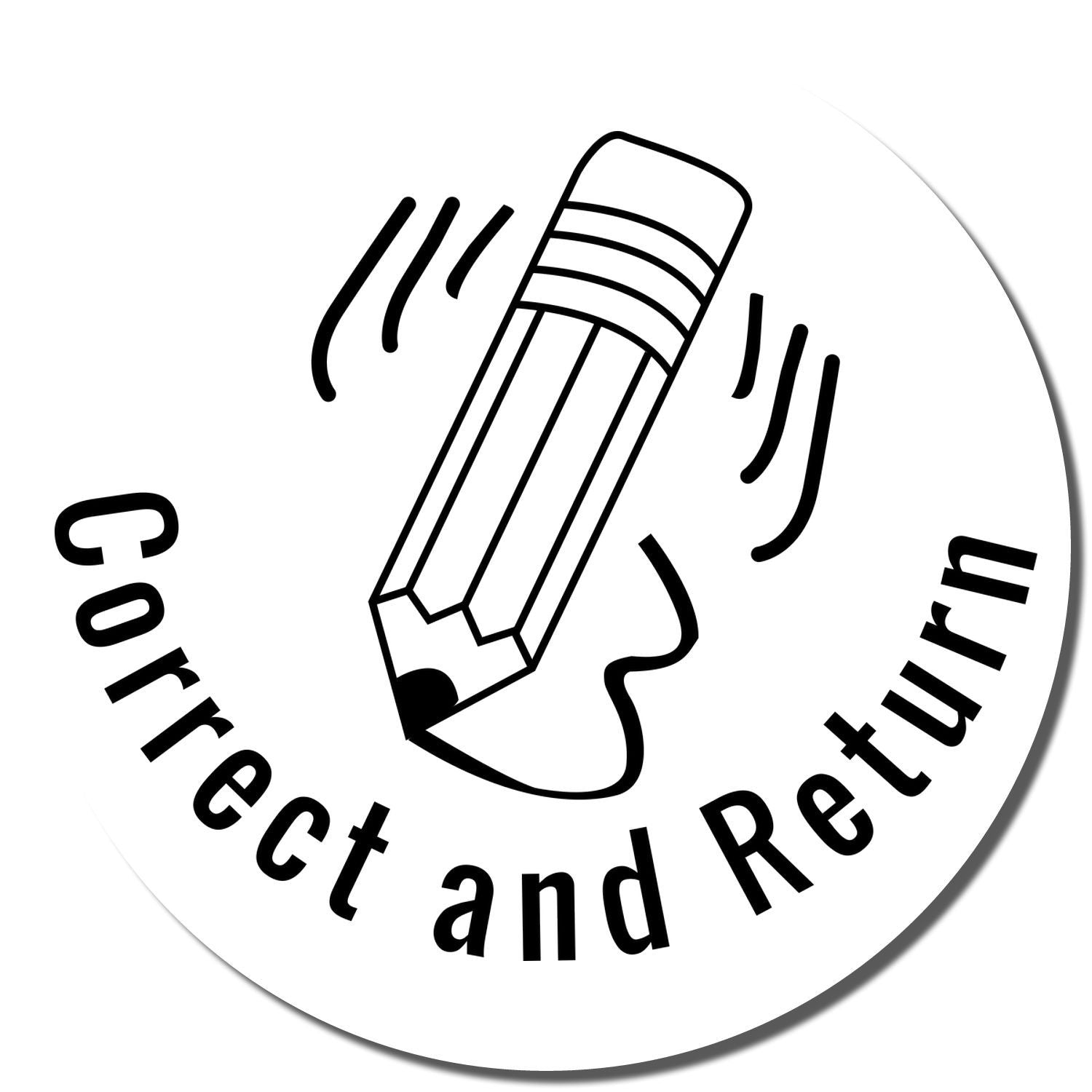 Black Correct and Return logo with a pencil icon on a white circular background.