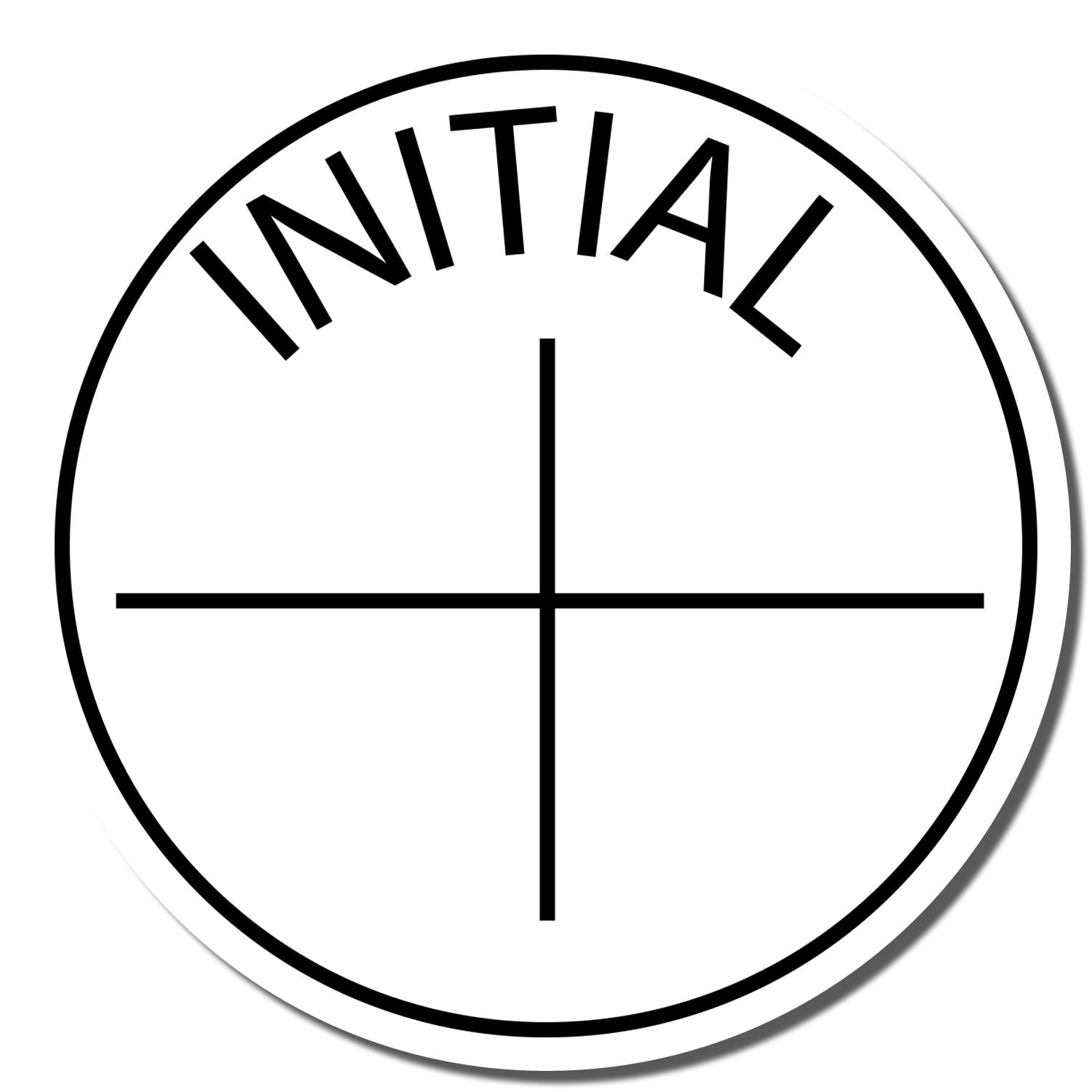 Black and white INITIAL logo with circular border and minimalist cross design inside.