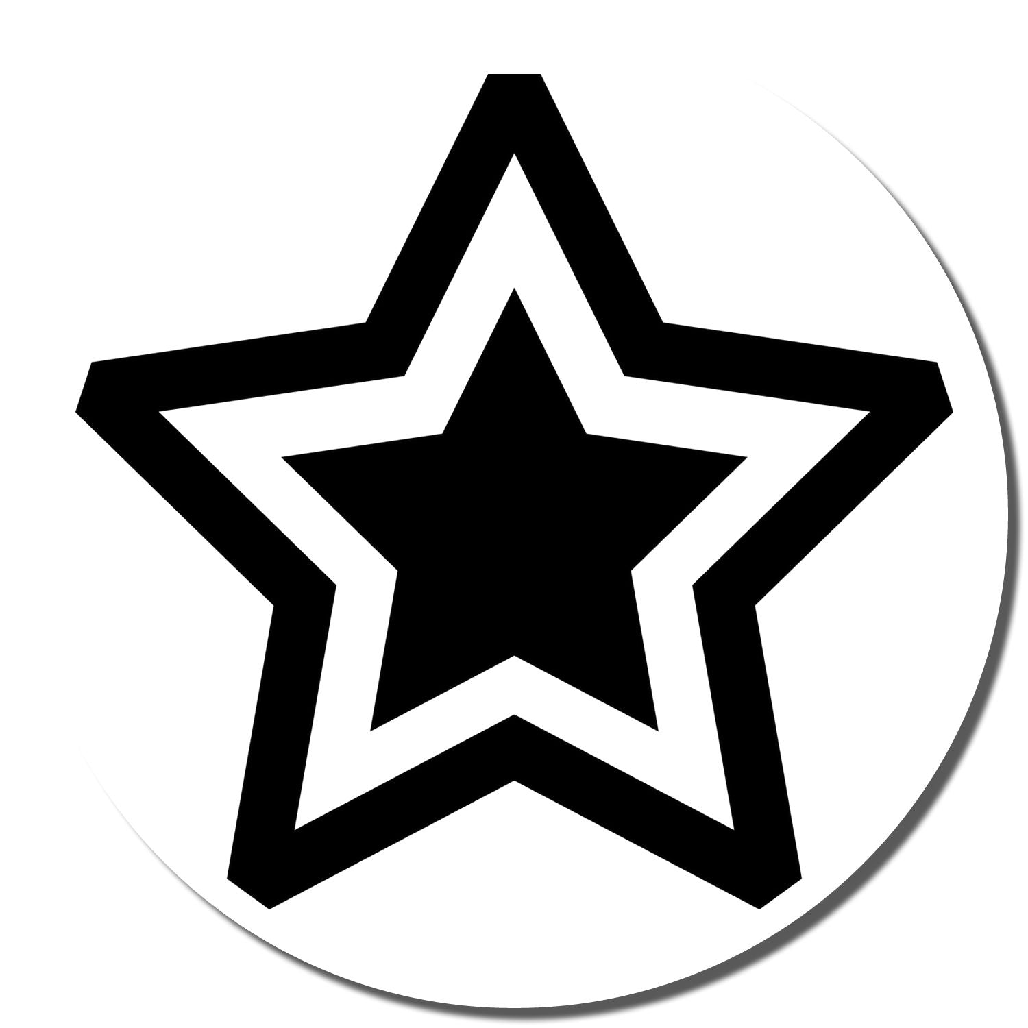 Black star icon logo with outlined star design on a white circular background.