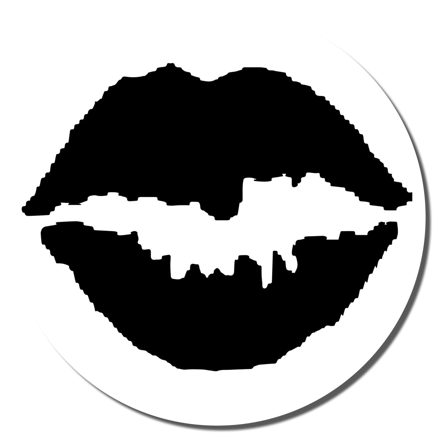 Abstract black lips logo icon on white background, minimalist silhouette design