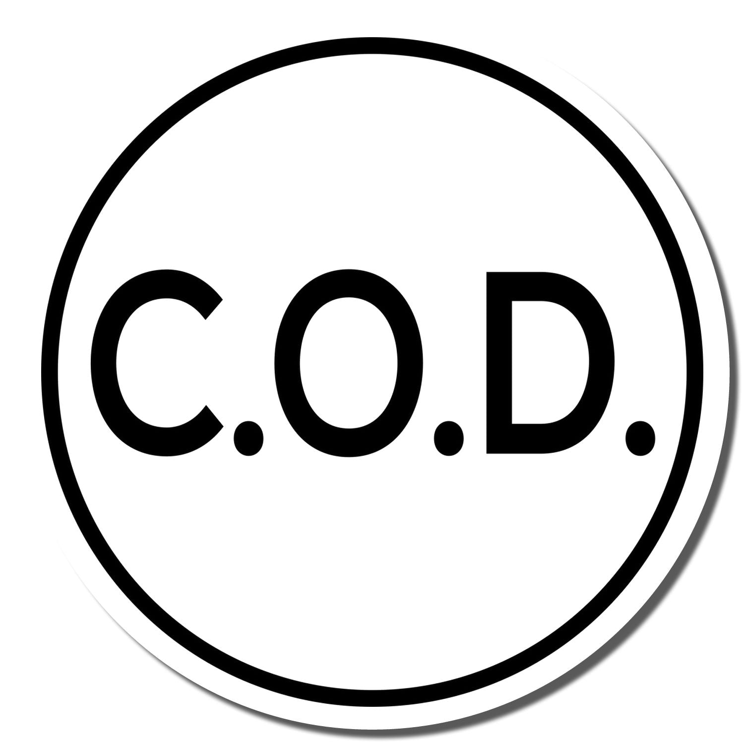 Black C.O.D. cash on delivery logo inside a circle on a white background.