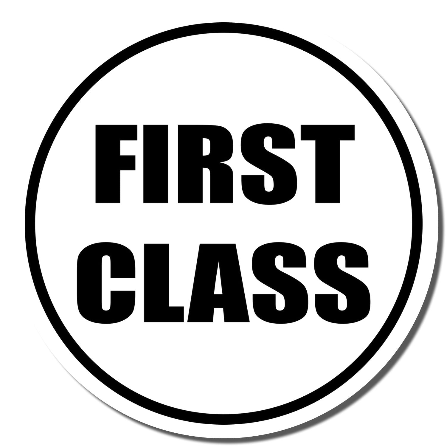 Black and white FIRST CLASS logo in a circular badge design on a white background.
