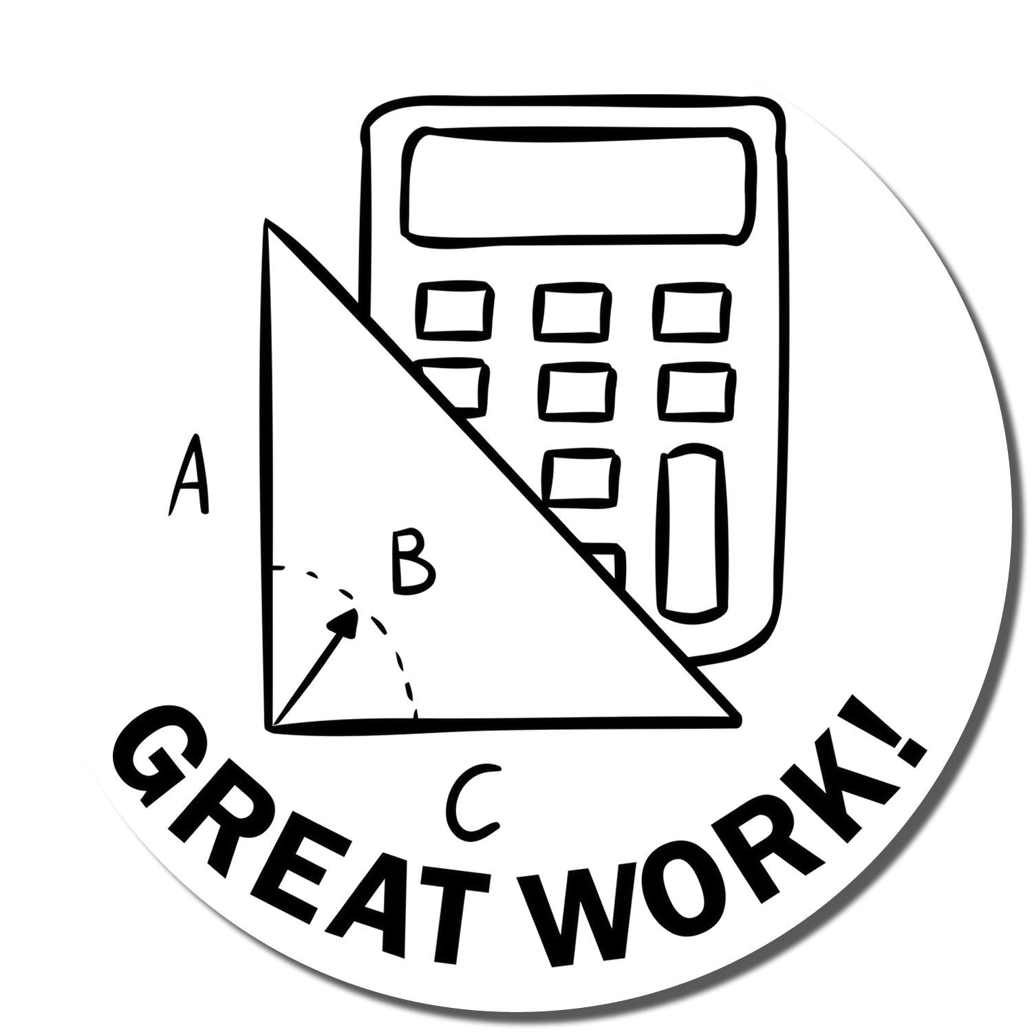Great Work badge logo with calculator and geometry triangle icon for math achievement and education recognition