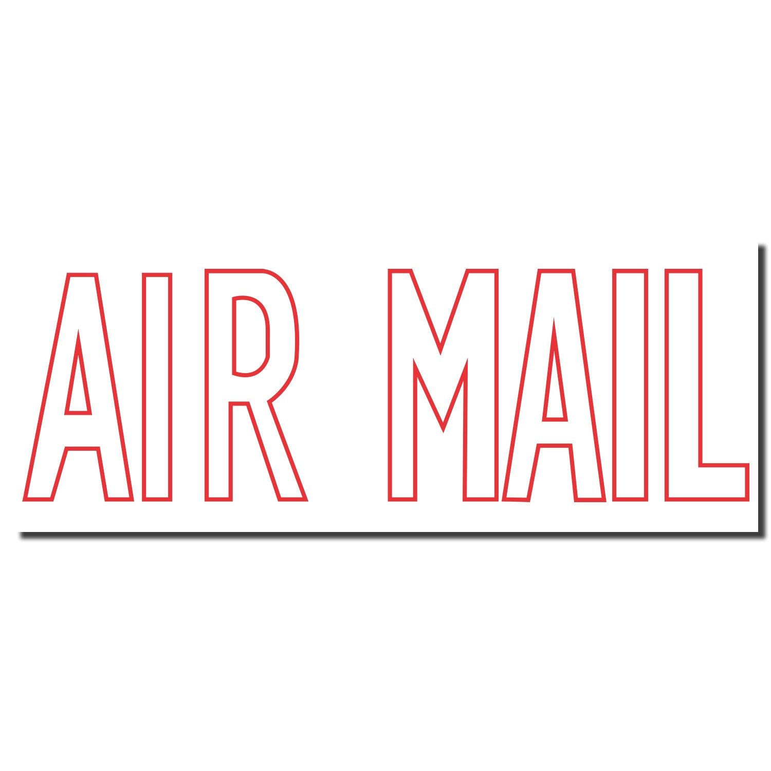Airmail wordmark in red outline on white background, used for international air mail delivery branding and postal services