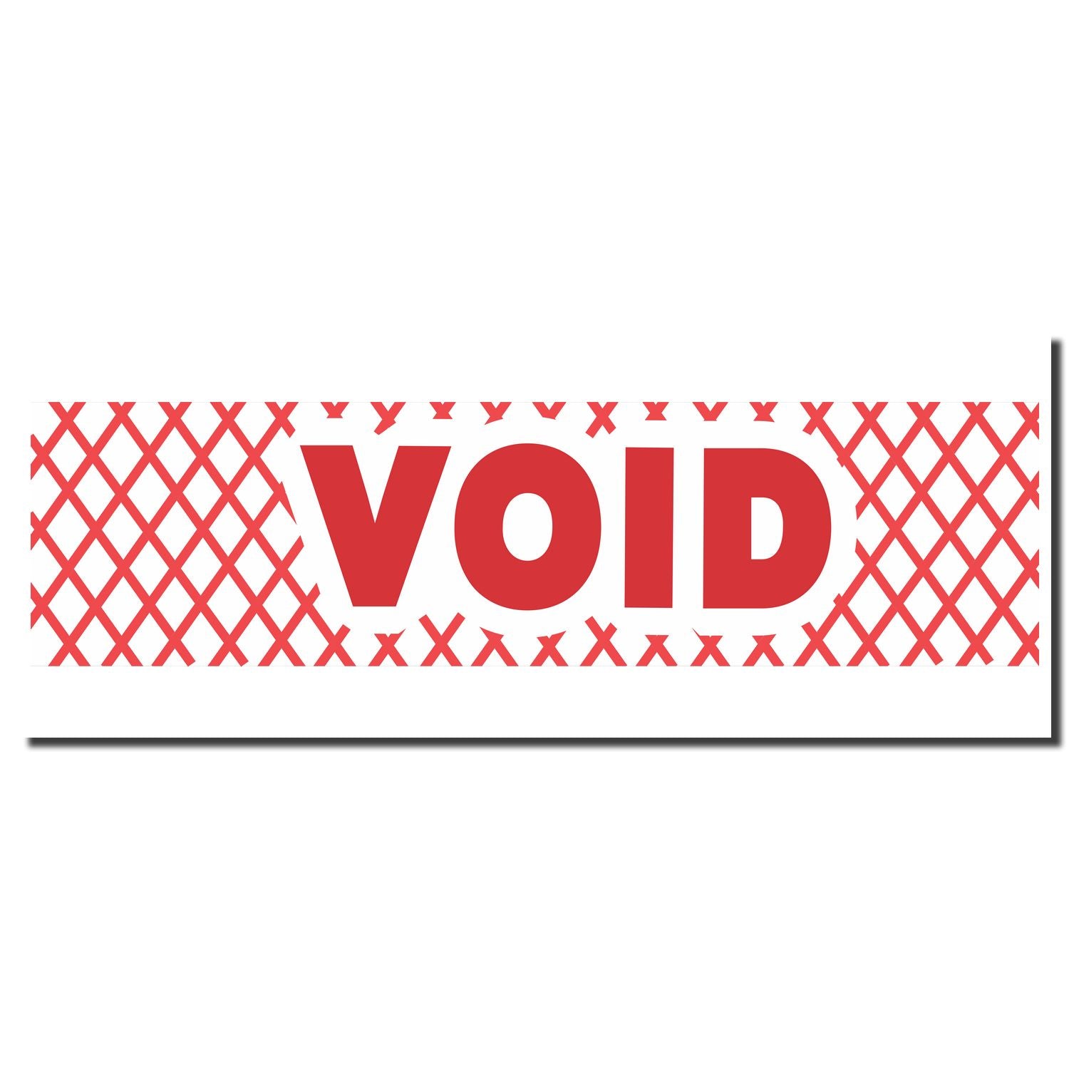Red and white security label reading VOID with crisscross pattern, indicating an invalid or tampered product.