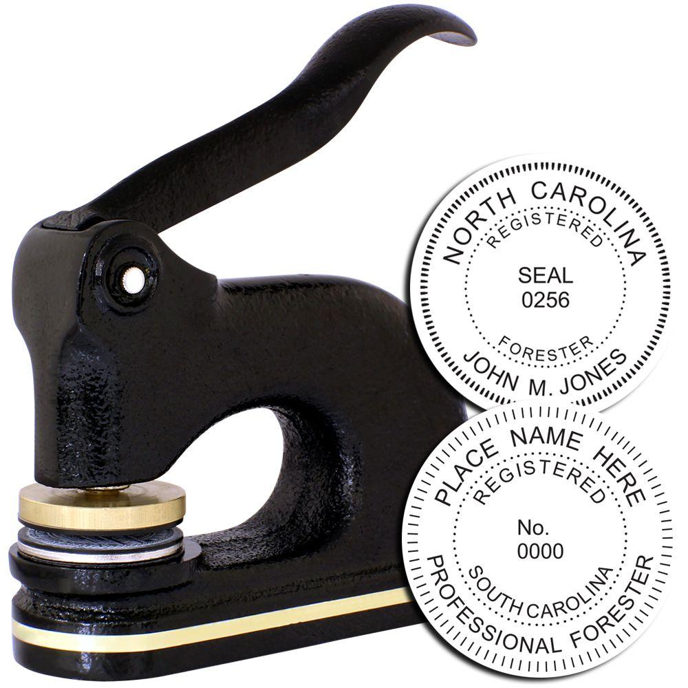 North Carolina registered forester embosser seal stamp with custom professional seal designs and black metal press tool