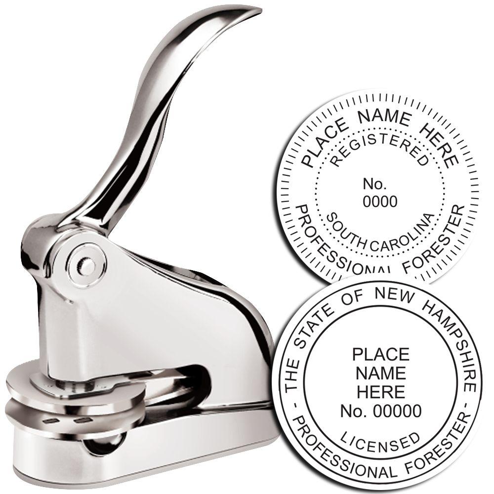 Chrome forestry license embosser with custom professional forester state seal impressions