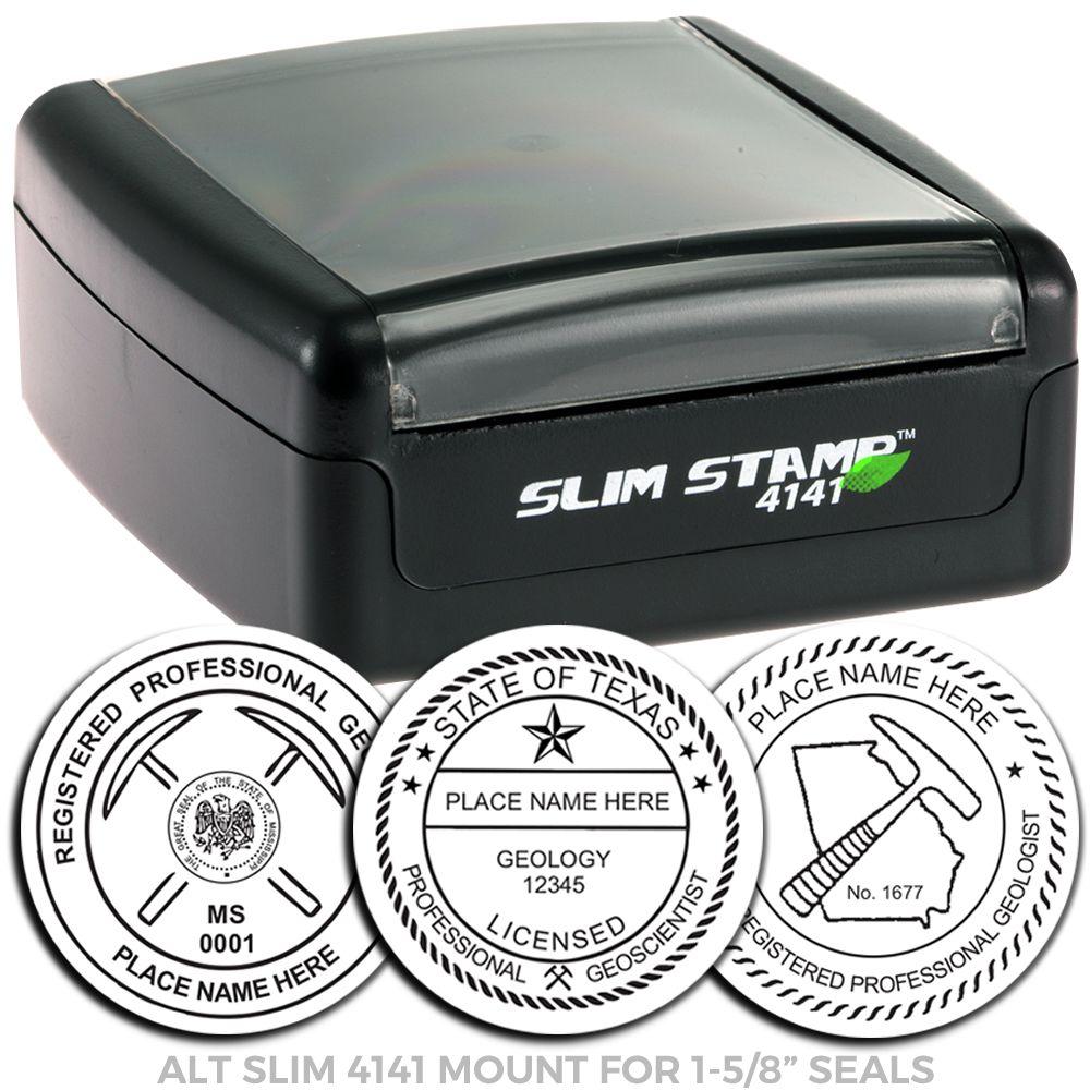 Slim Stamp 4141 mount for 1-5/8-inch professional geologist seals and custom embosser stamps.