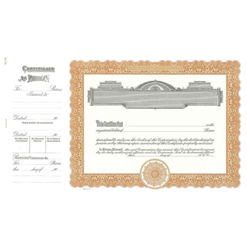Goes 721 Corporate Stock Certificate Form Main Picture