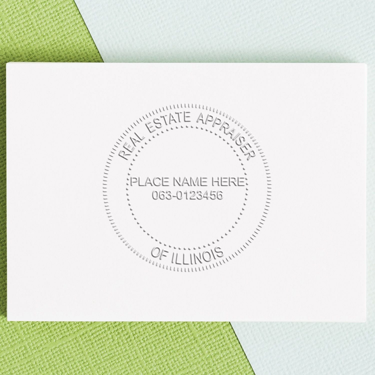 Embossed Real Estate Appraiser of Illinois seal on white paper document.