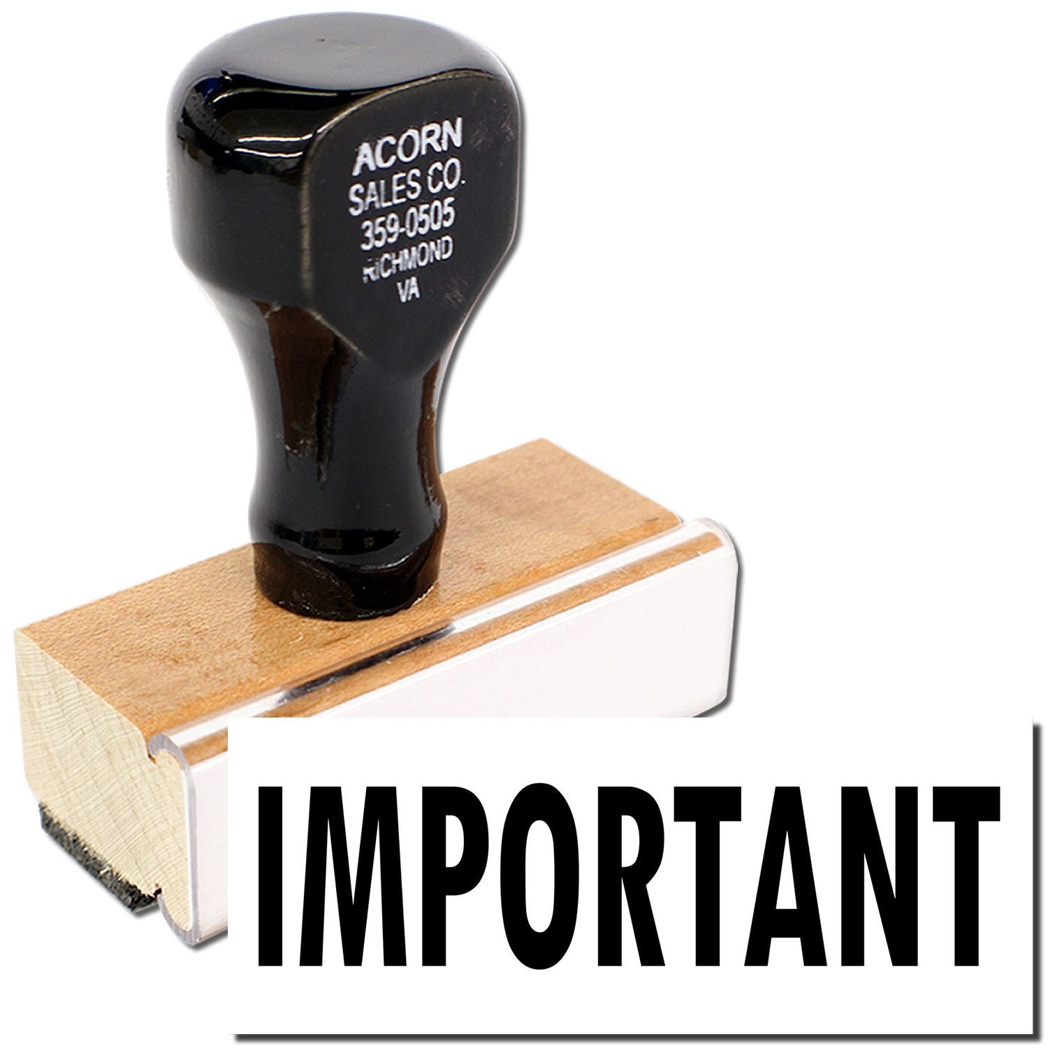 Acorn Sales Co. vintage golf club head on wooden block, labeled IMPORTANT for Richmond Virginia memorabilia.