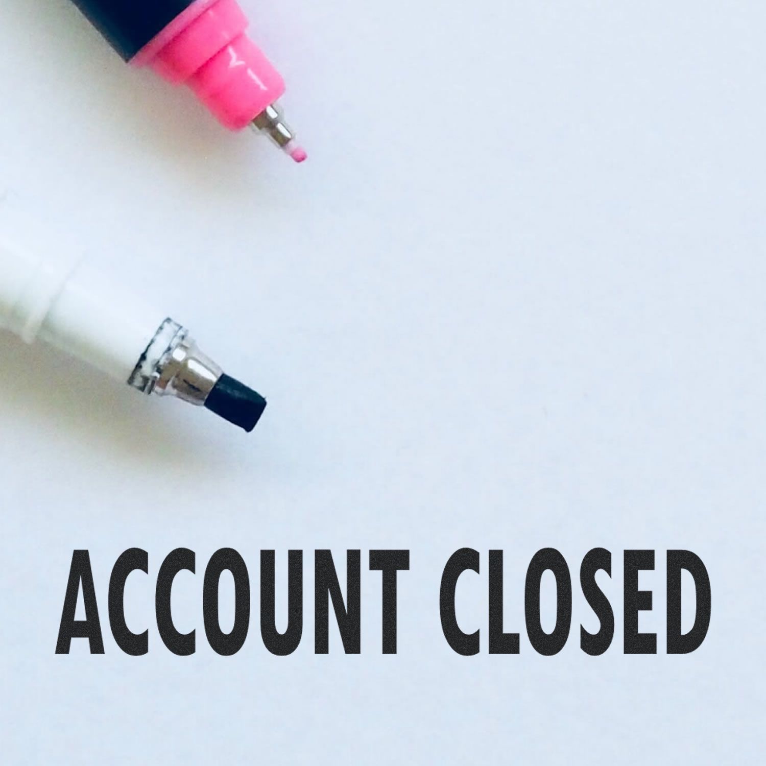 Account closed message with medical syringe tips, indicating a healthcare account status update for billing records.