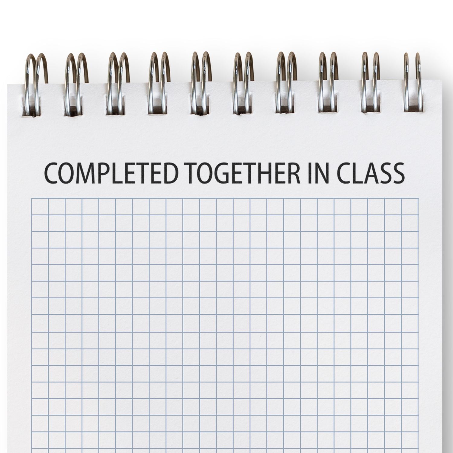 Classroom worksheet with binder rings and grid, titled Completed Together in Class for student collaboration.