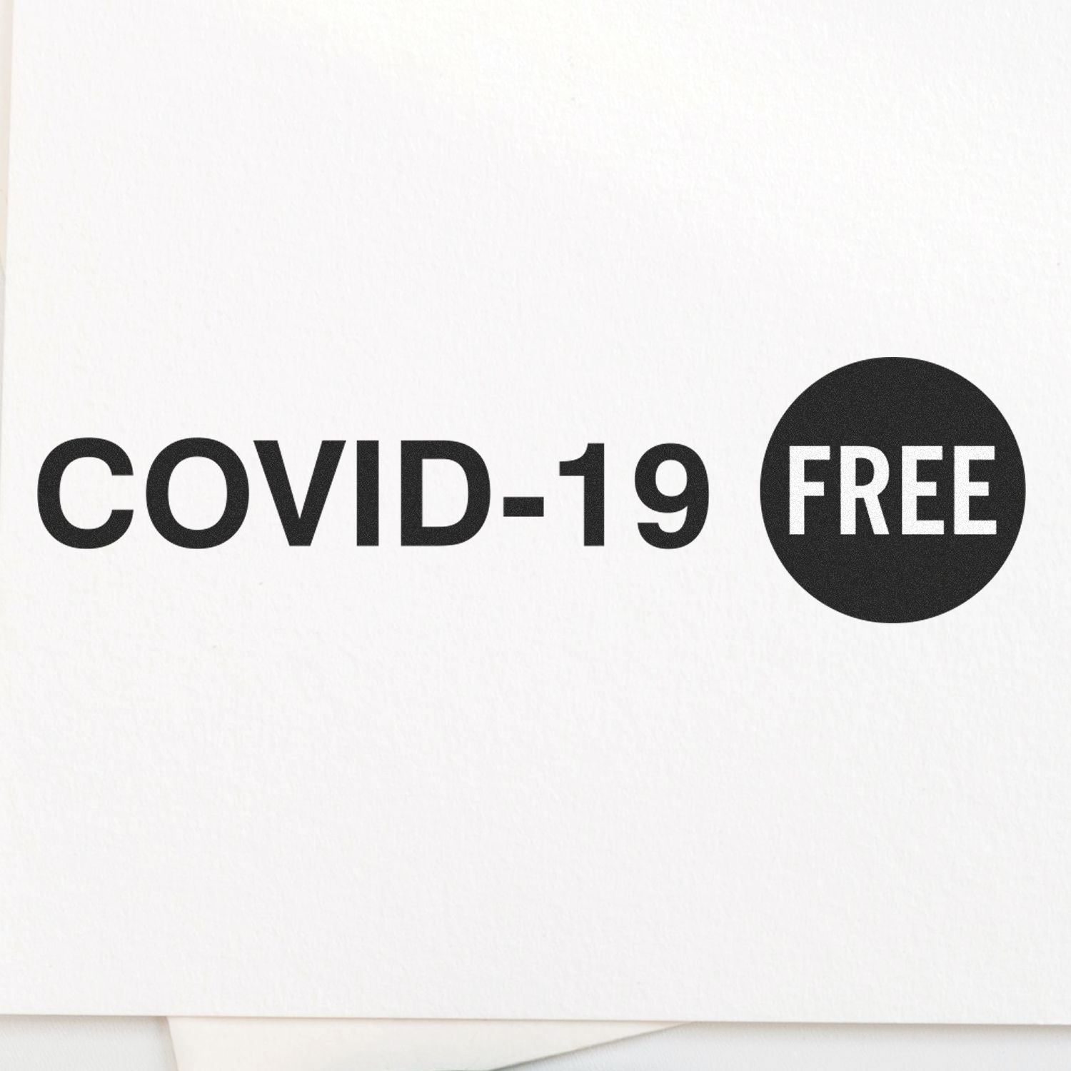 COVID-19 free badge: COVID-19 text with FREE circle, indicating a COVID-safe, contamination-free product or area.