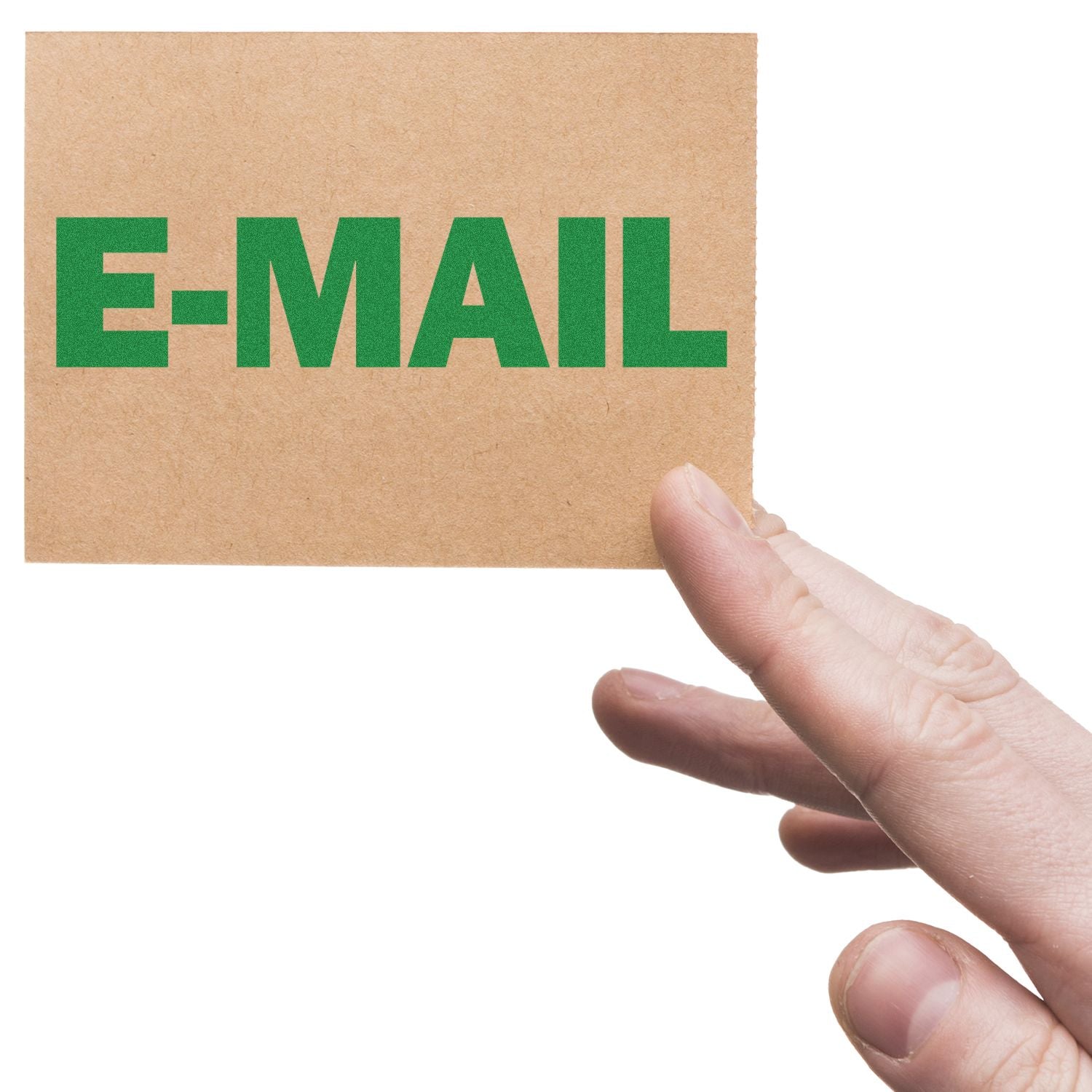 Hand peels a kraft paper label reading 'EMAIL', highlighting email marketing and digital communication.