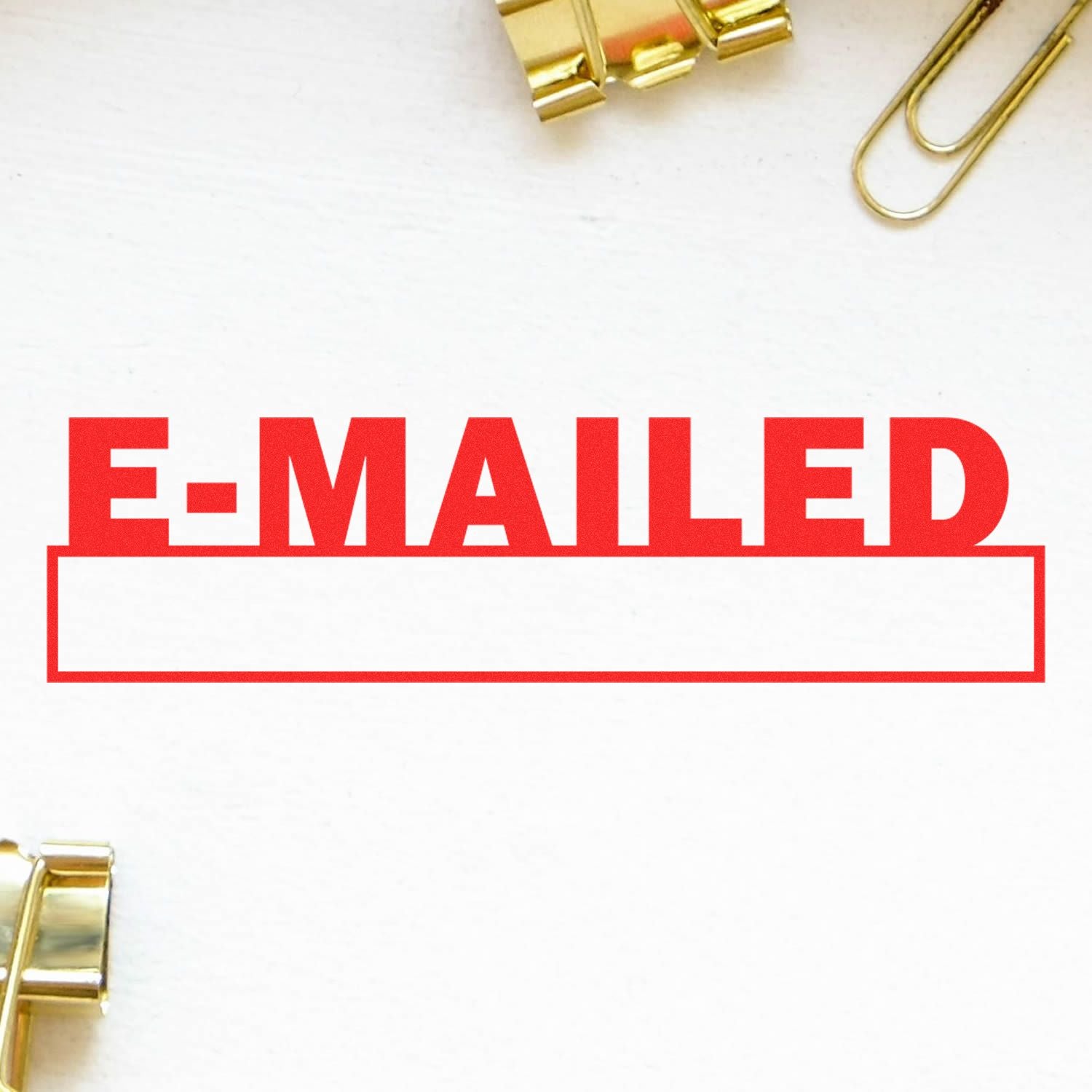 EMAIL contact header on white stationery with gold paper clips, highlighting email communication and customer service.