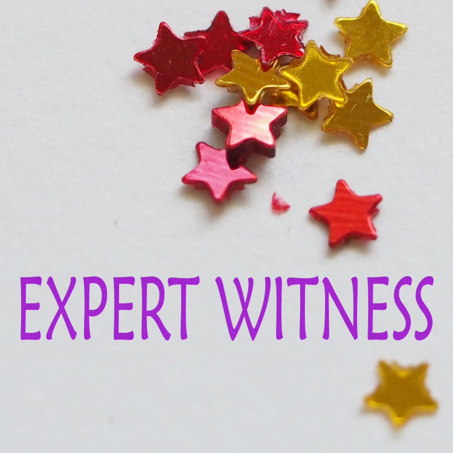 Colorful star icons with the text EXPERT WITNESS, representing expert testimony and credibility.
