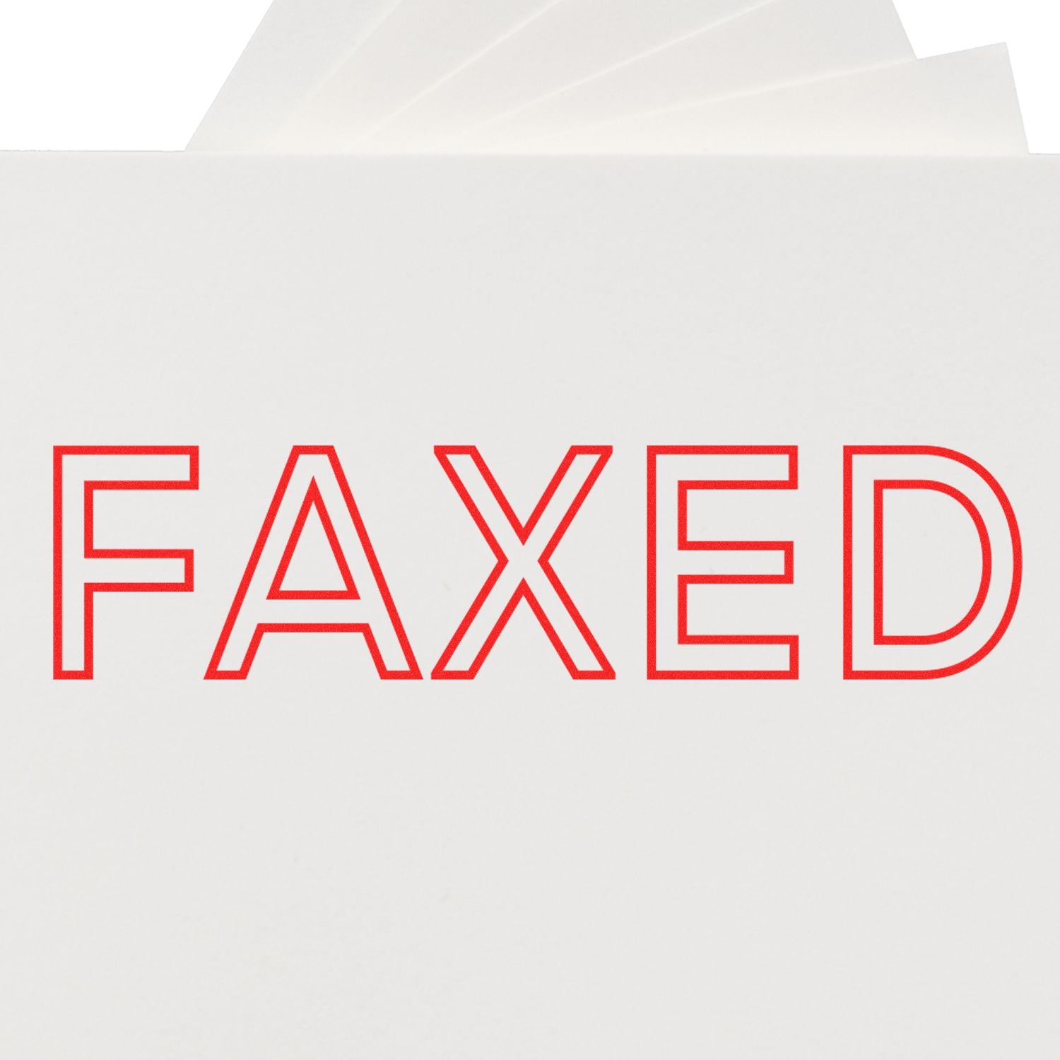 Faxed document text in red outline on white background, highlighting that files have been sent by fax as official paperwork confirmation.