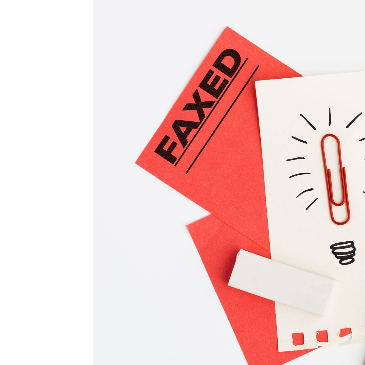 Red sale sign with paperclip and discount symbols, illustrating a hot promotion and clearance deal.