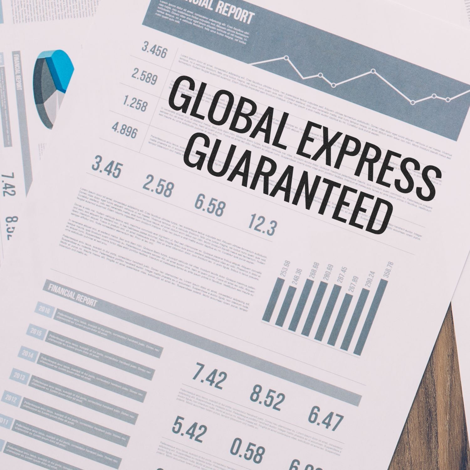 Global exports quarterly financial report infographic with bar and line charts, showing key performance metrics for business.