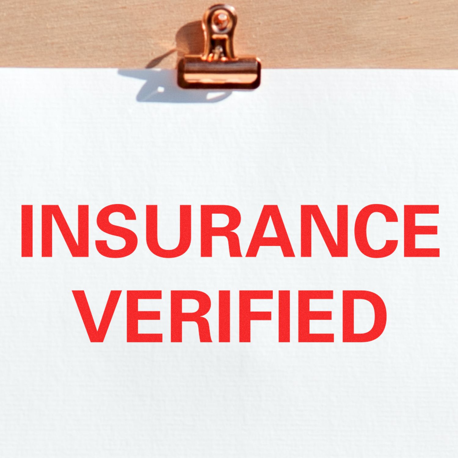 Insurance verified badge over text INSURANCE VERIFIED, highlighting verified insurance status for policies.