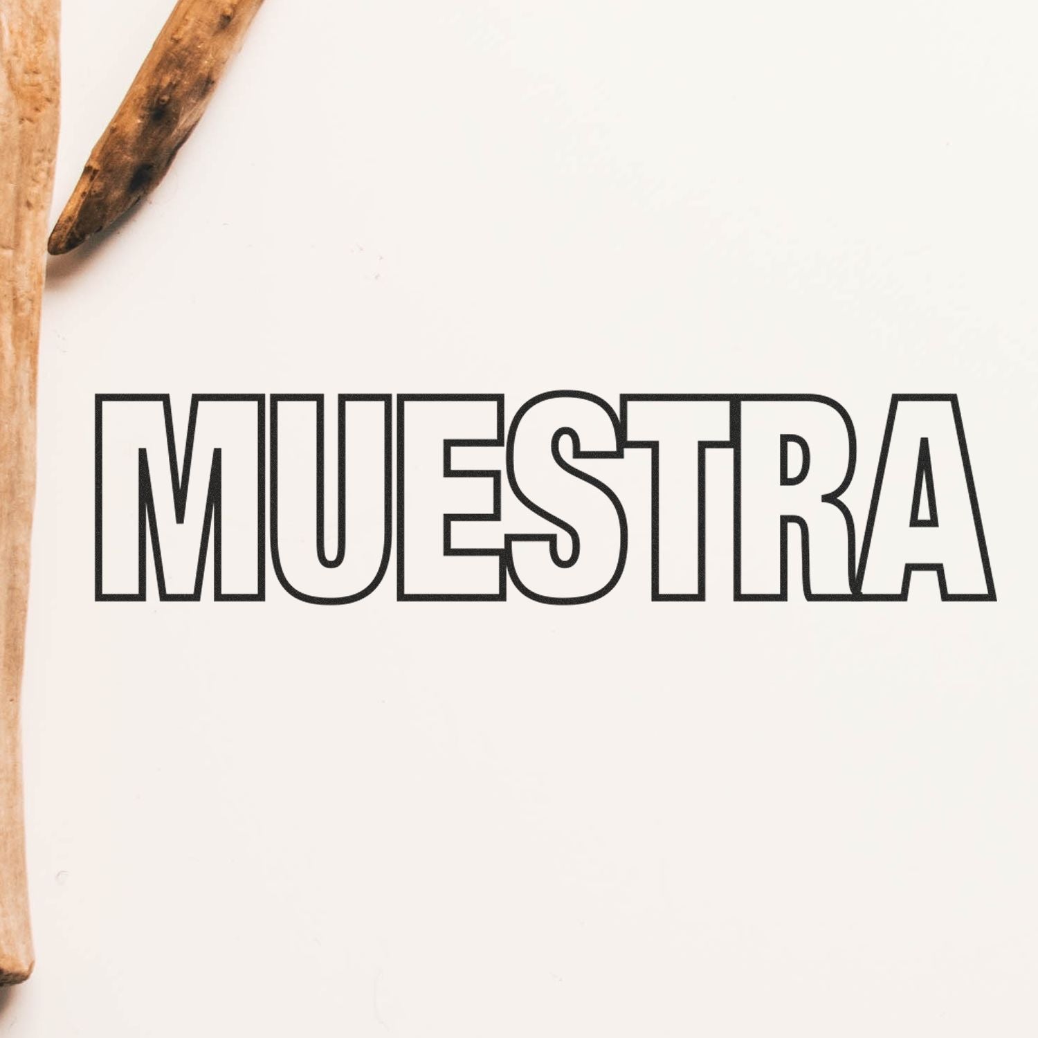 MUESTRA typographic logo in black letters on a white background, branding for a product sample or collection