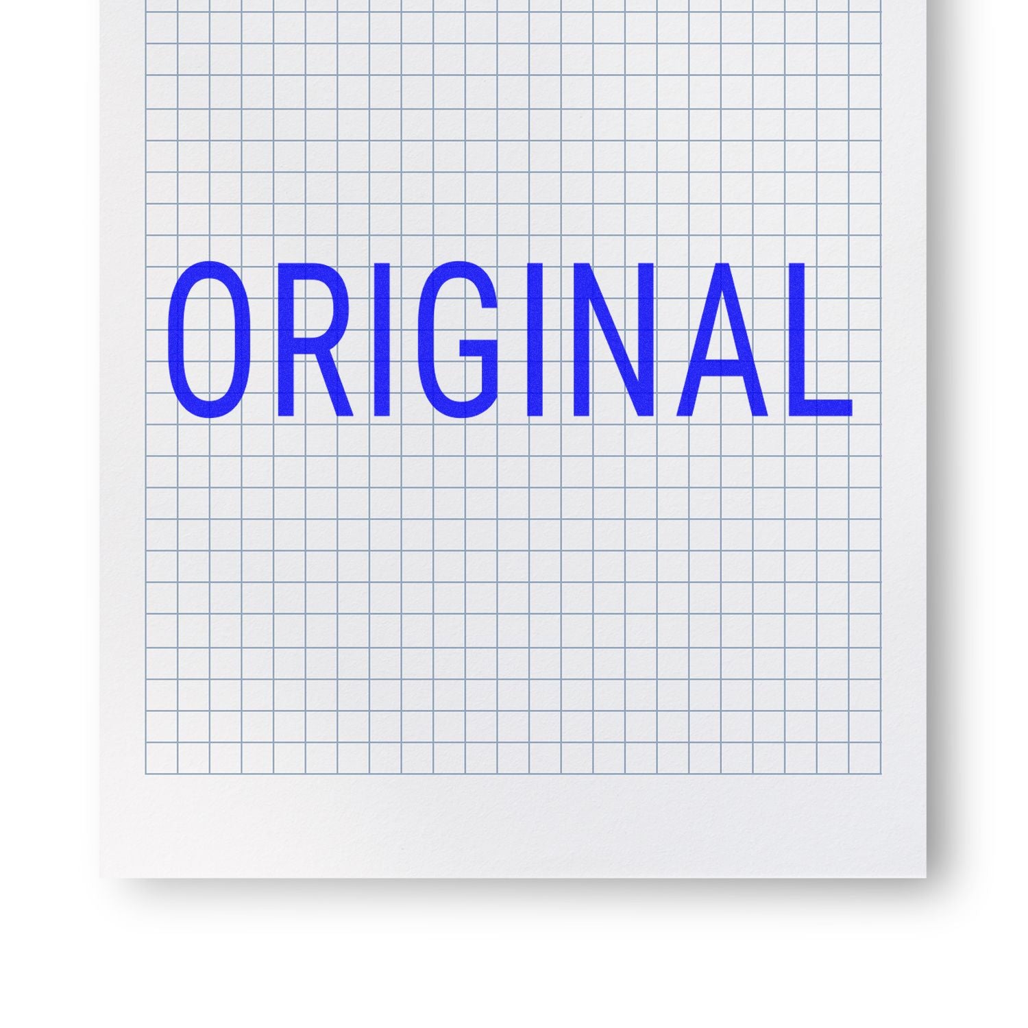 Blue ORIGINAL text on graph paper notebook background, minimalist typography design.