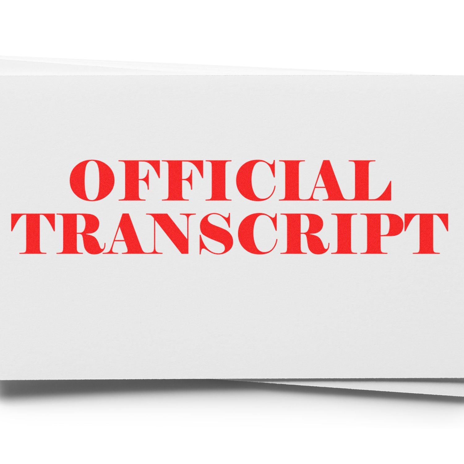 Official transcript title text: OFFICIAL TRANSCRIPT in red on white background, used on academic records.