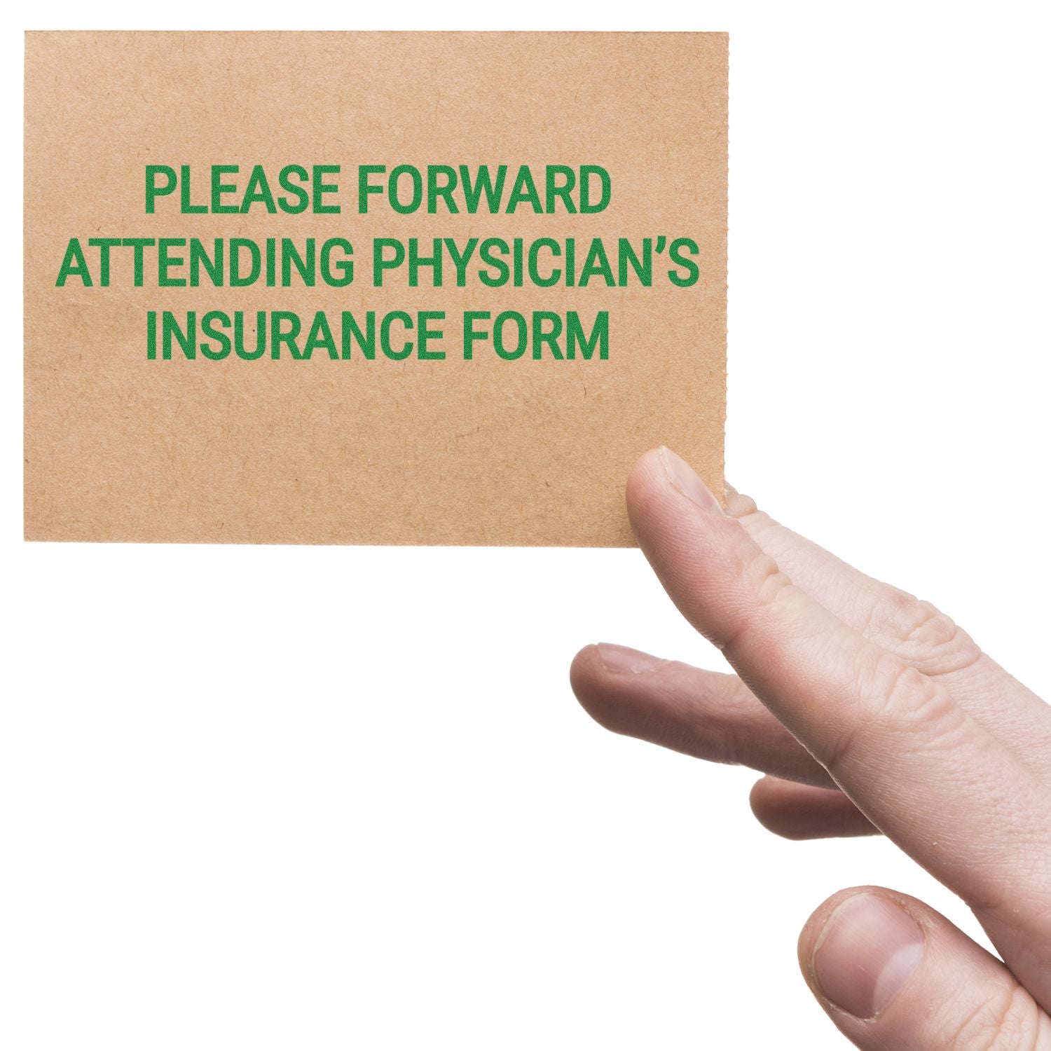 Hand holding envelope labeled Please forward attending physicians insurance form, medical insurance paperwork concept.