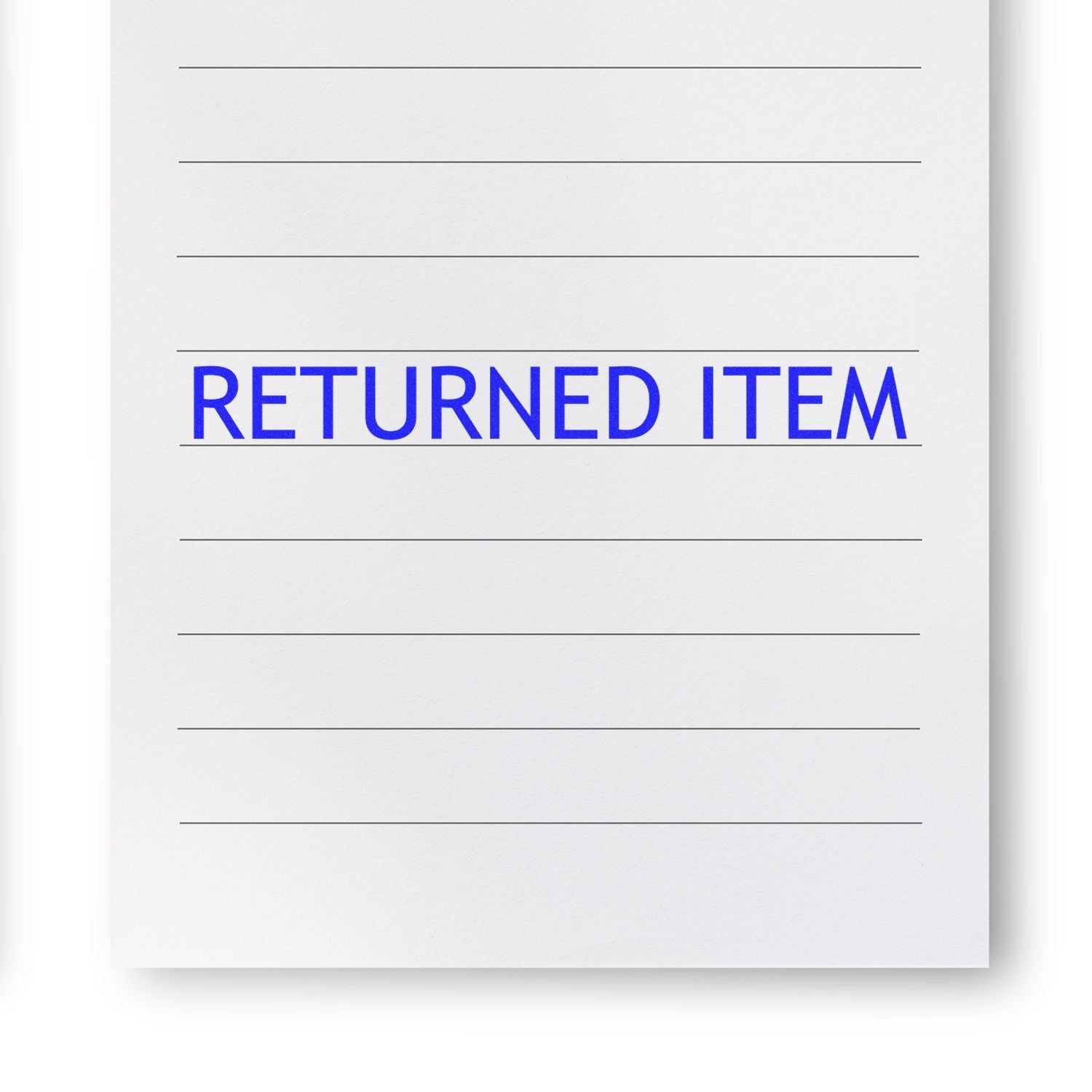 Returned item shipping label on a lined white paper form for inventory and product returns.
