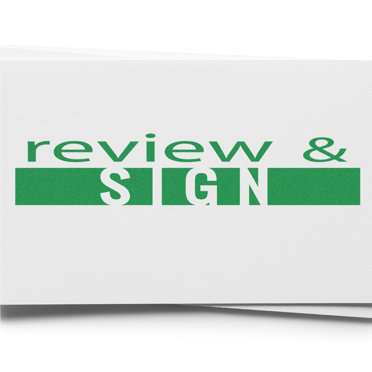 Green review & sign logo on white paper background
