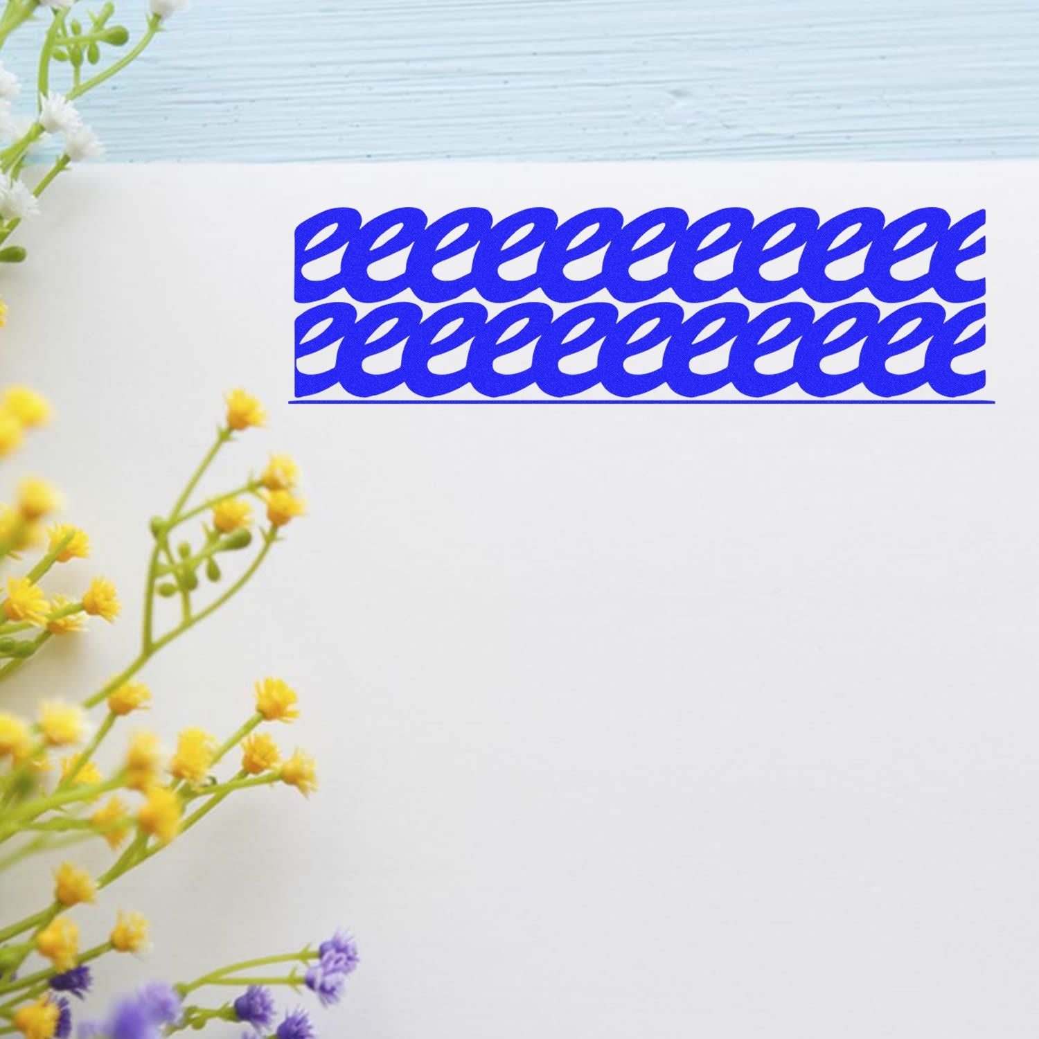 Elegant floral stationery background with blank white space and blue decorative lettering