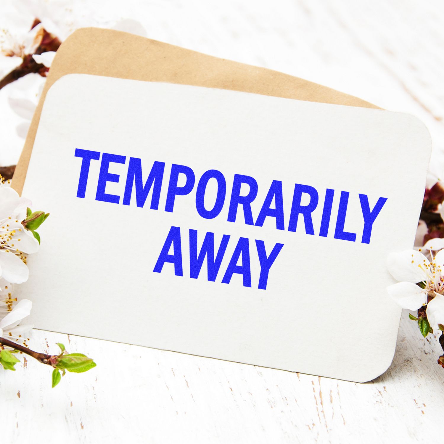 Temporary away sign on a floral background, ideal for out of office or vacation notice.