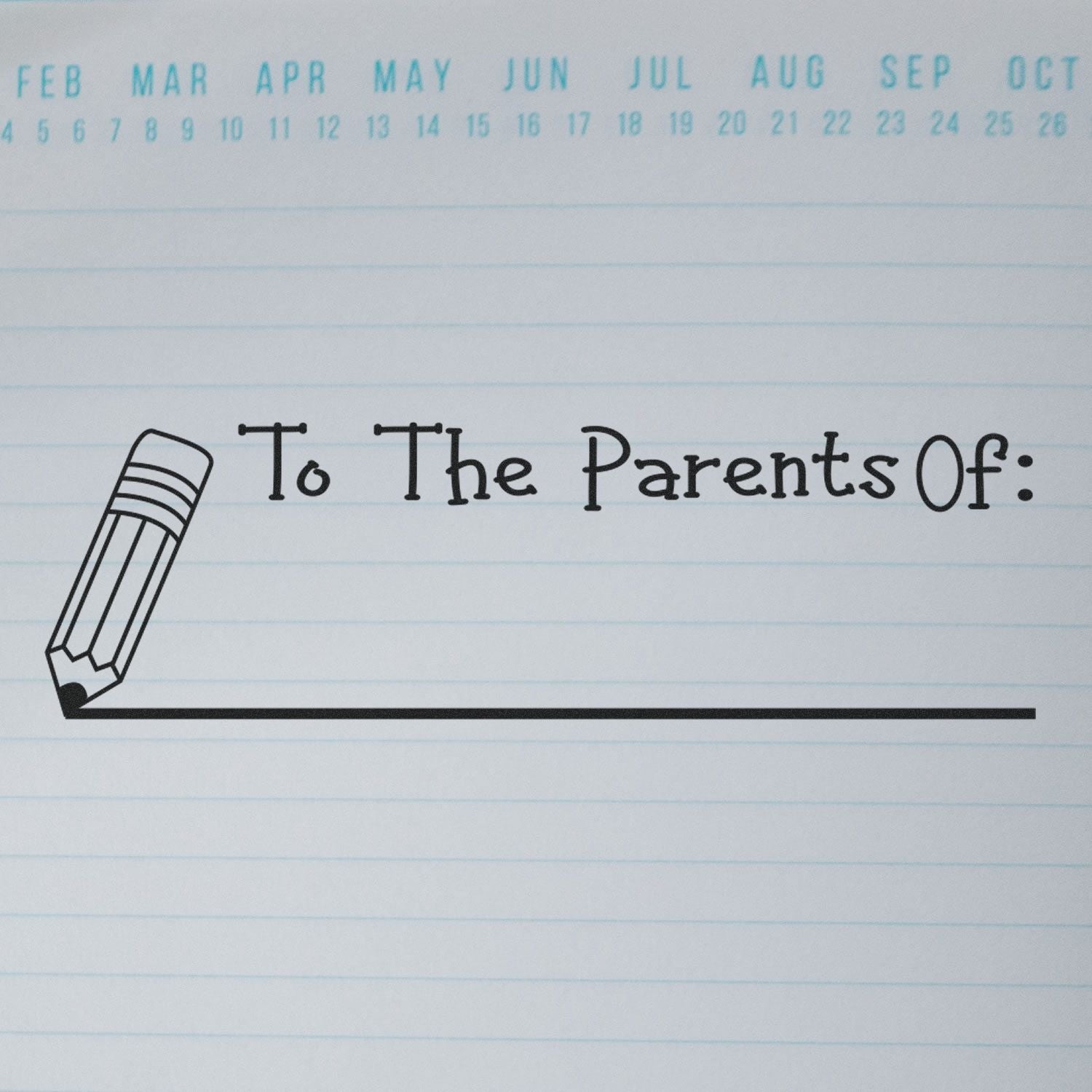Printable school note template with pencil graphic and To The Parents Of: heading on lined paper background.