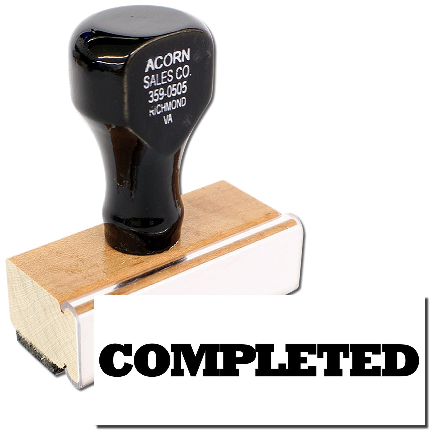 Completed product photo featuring Acorn Sales Co. 359-0505 Richmond VA black knob on wooden base for commercial installation