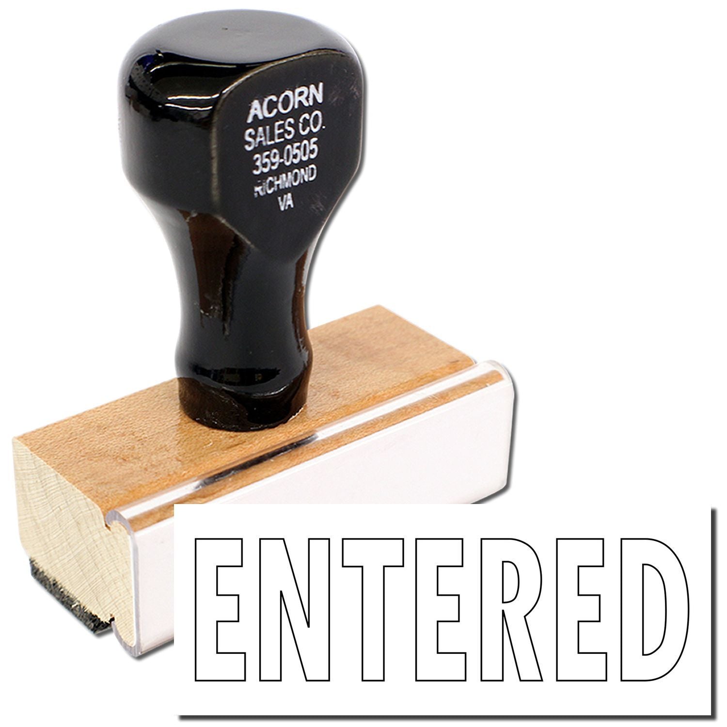 Acorn Sales Co. rubber stamp marking documents ENTERED, with 359-0505 and Richmond, Virginia contact info.