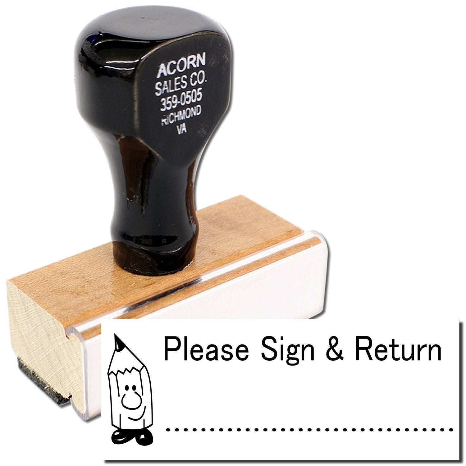 Large Please Sign and Return Rubber Stamp Main Image
