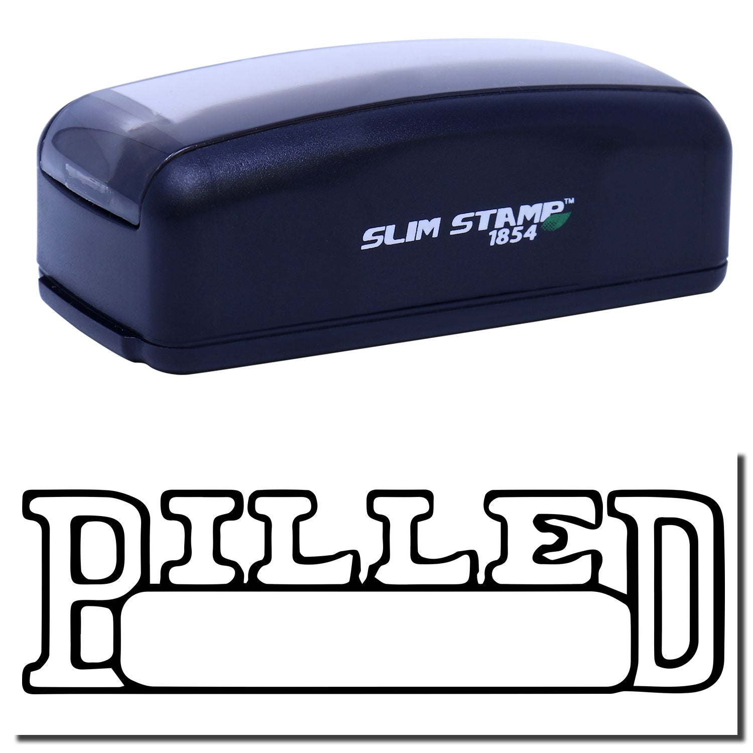 Slim Stamp 1854 self-inking date and logo stamp for precise product labeling and quick marking