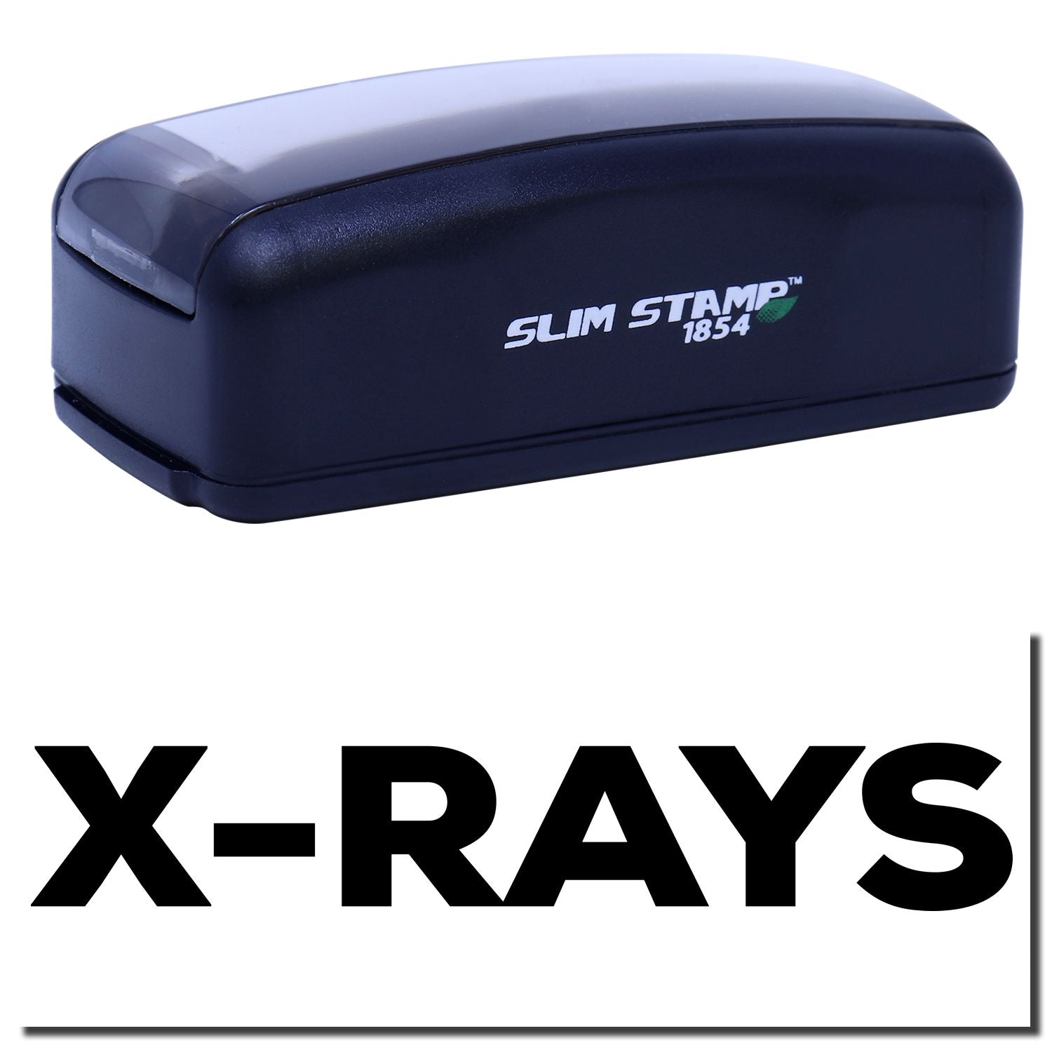 Slim STAMP 1854 ink stamp with X-RAYS logo for labeling radiology documents and patient files