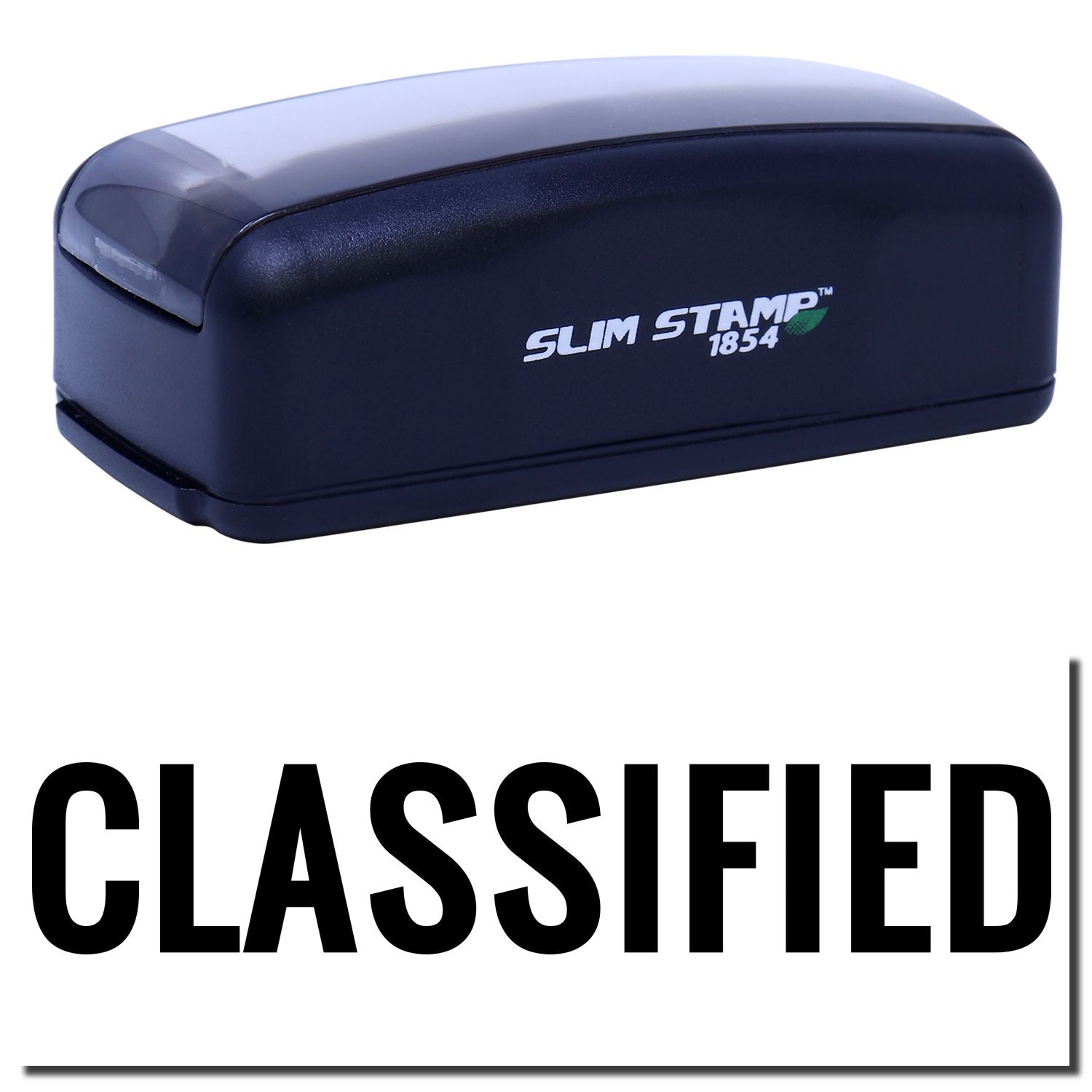 Close-up of CLASSTIFID Slim Stamp 1854 for crisp, professional impressions on documents and crafts