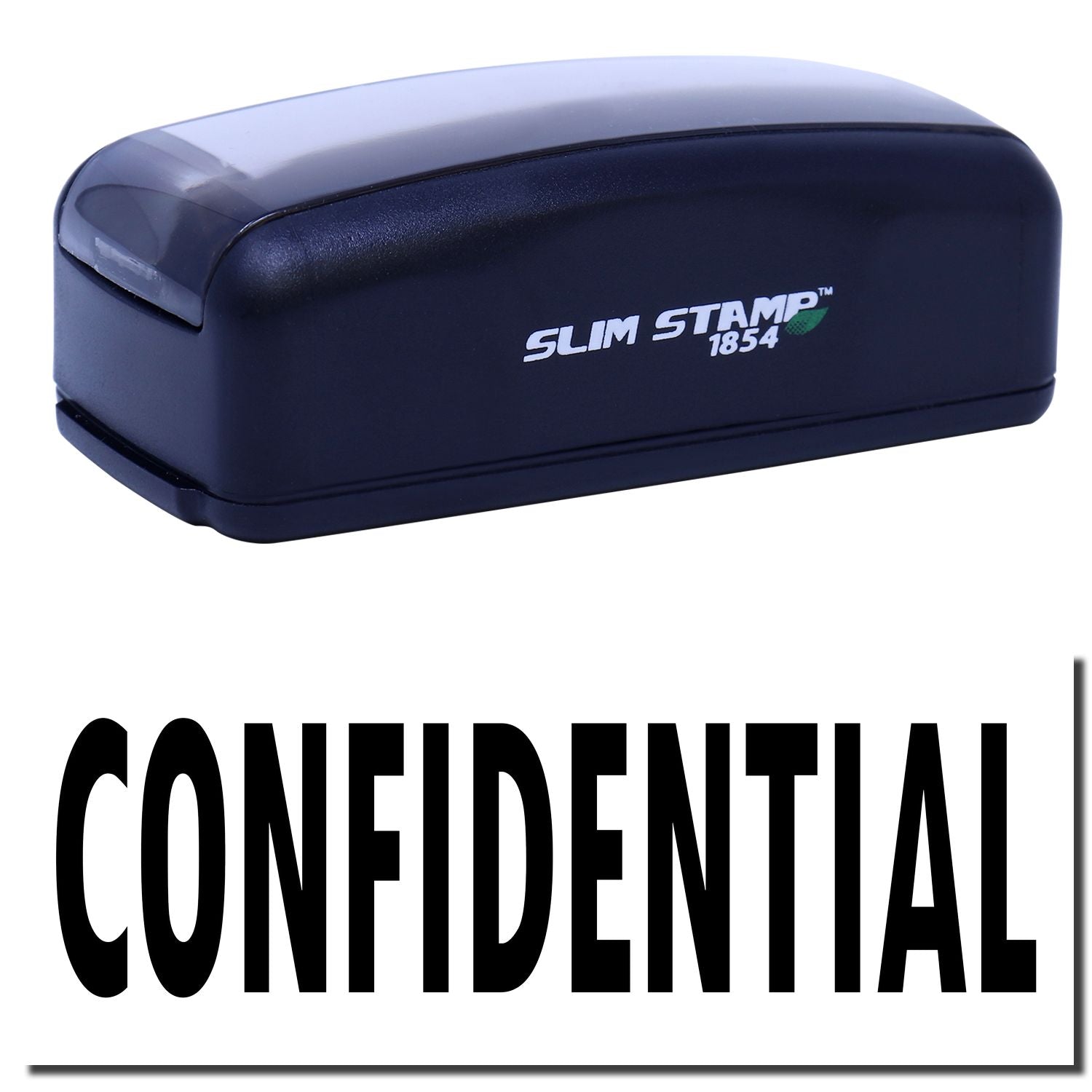 Slim Stamp 1854 self-inking Confidential stamp for quickly marking documents with clear confidentiality and control text.