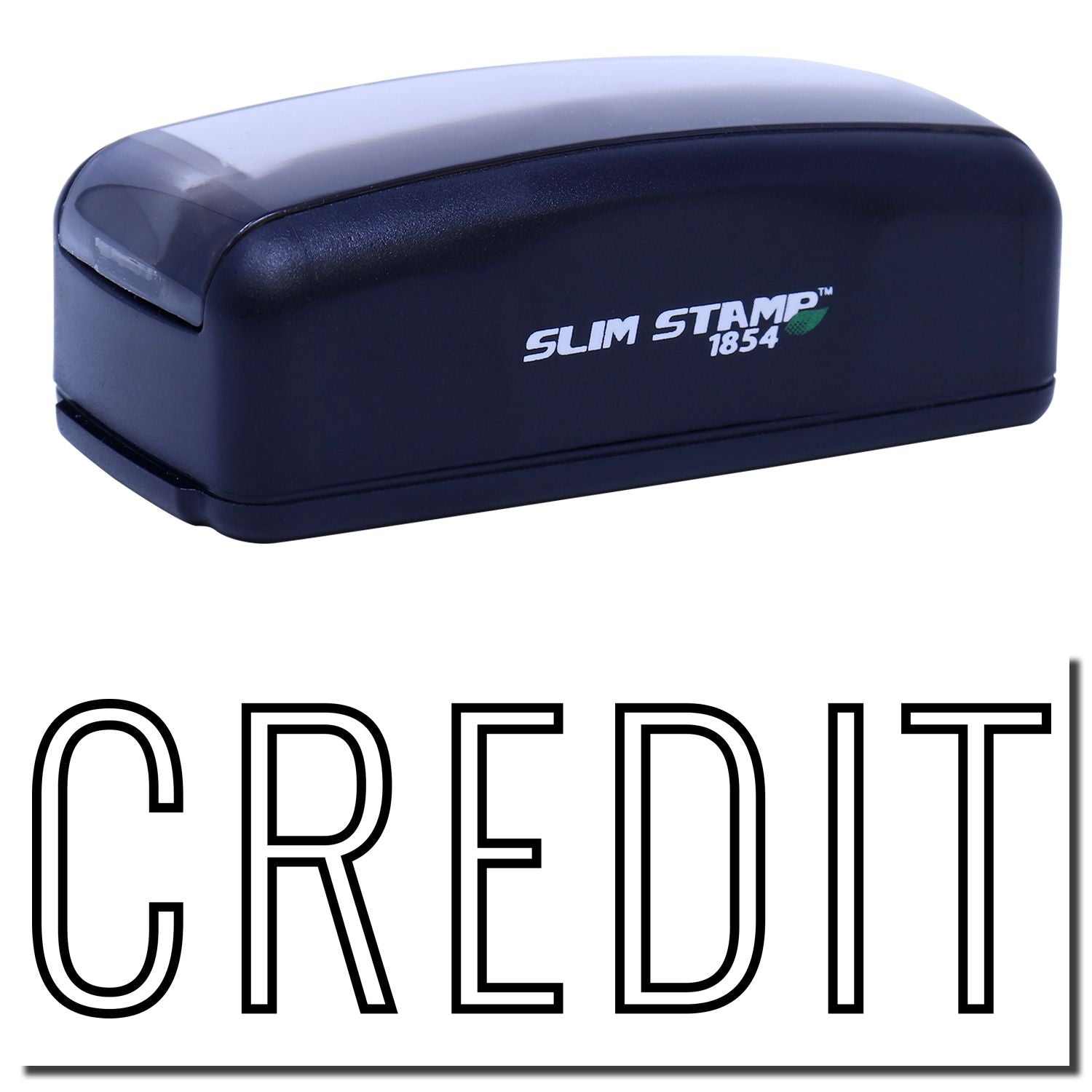 Slim Stamp 1854 self-inking stamp labeled for CREDIT, compact office stamping tool for quick impressions