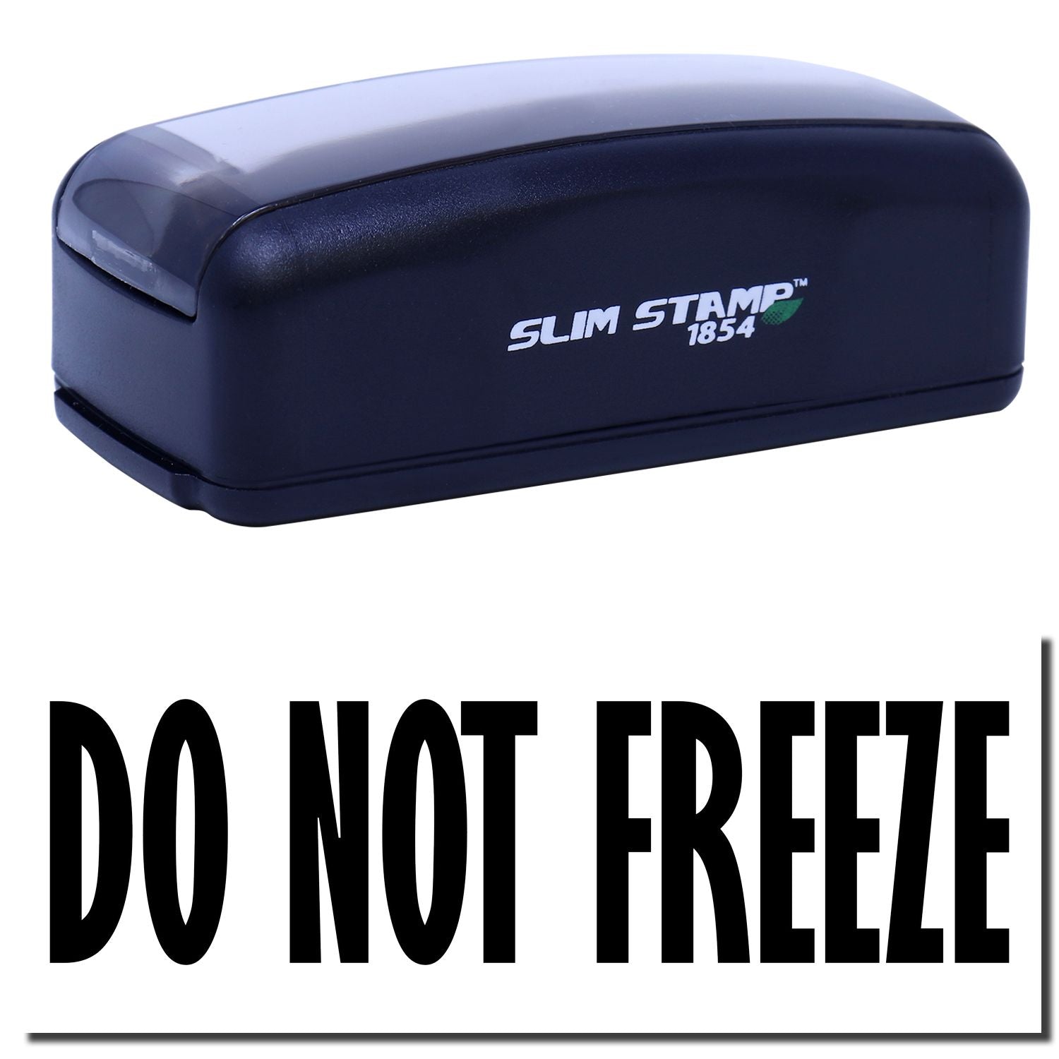 Slim Stamp 1854 package label with DO NOT FREEZE warning for temperature-sensitive shipments
