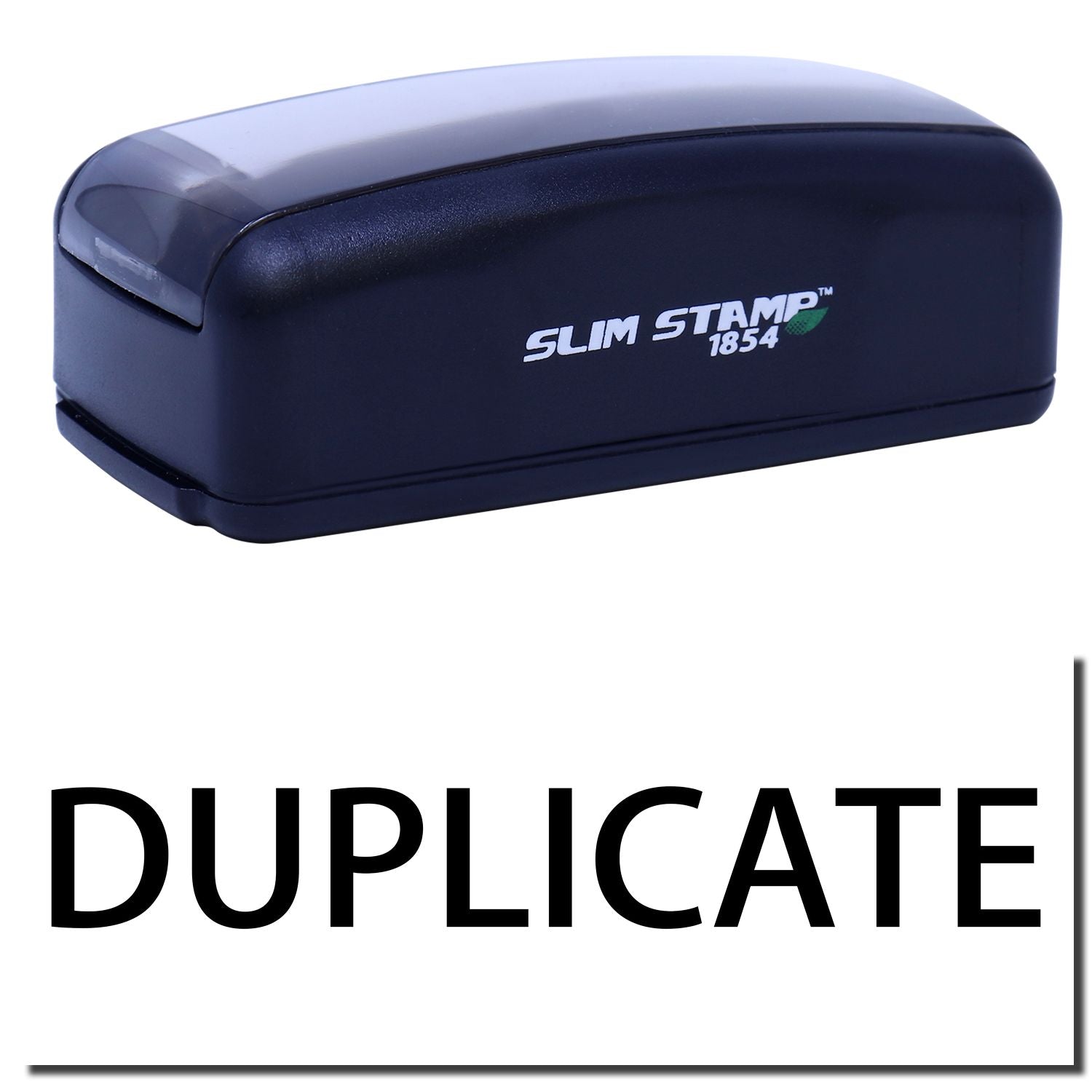 Slim Stamp 1854 duplicate self-inking stamp product photo, handheld date/number printing tool for office and home document copying.