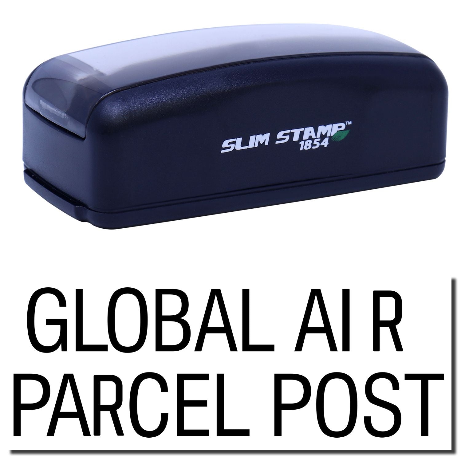 Slim Stamp 1854 postal ink stamp labeled Global Air Parcel Post for fast document, office shipping, and parcel marking