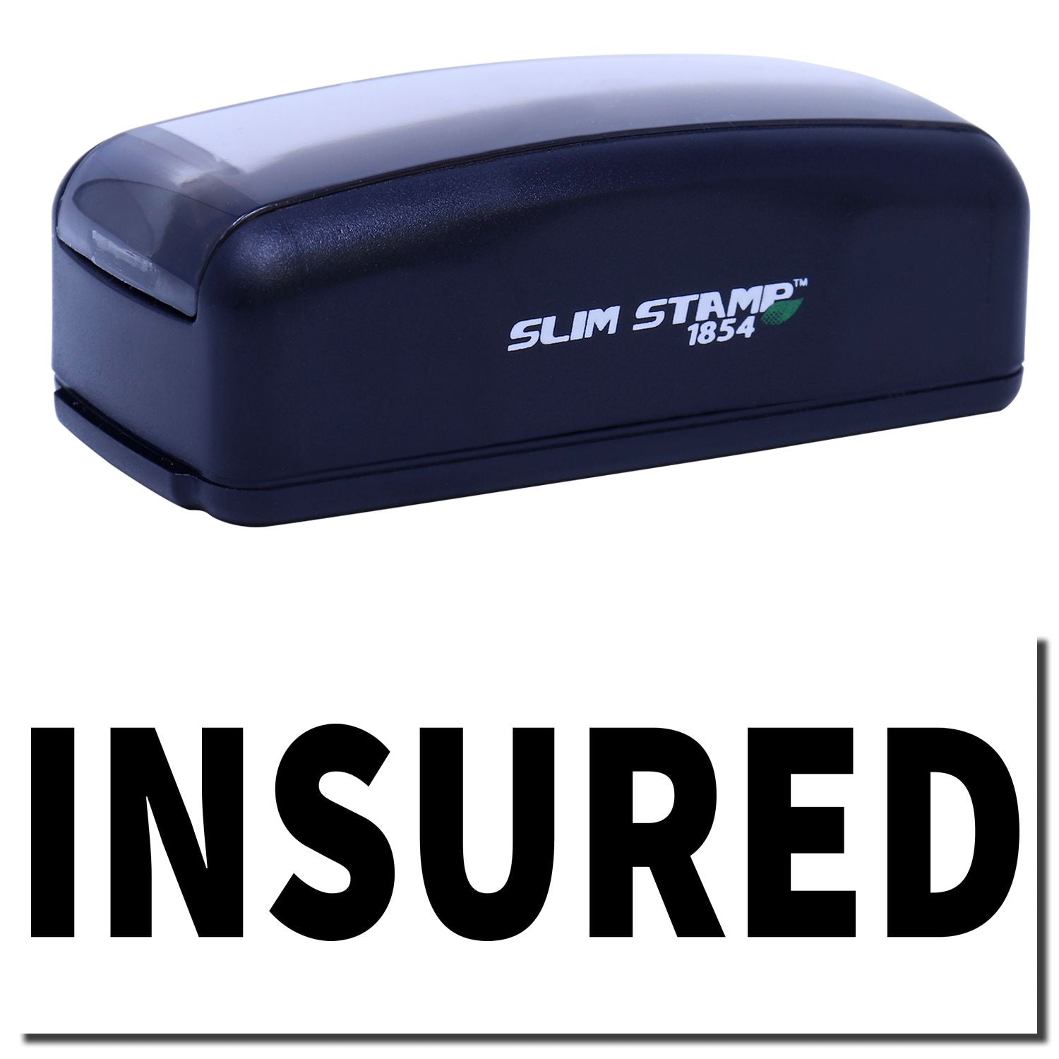 Slim Stamp 1854 branding tool showing SLIM STAMP label on compact ink stamp for crisp imprinting